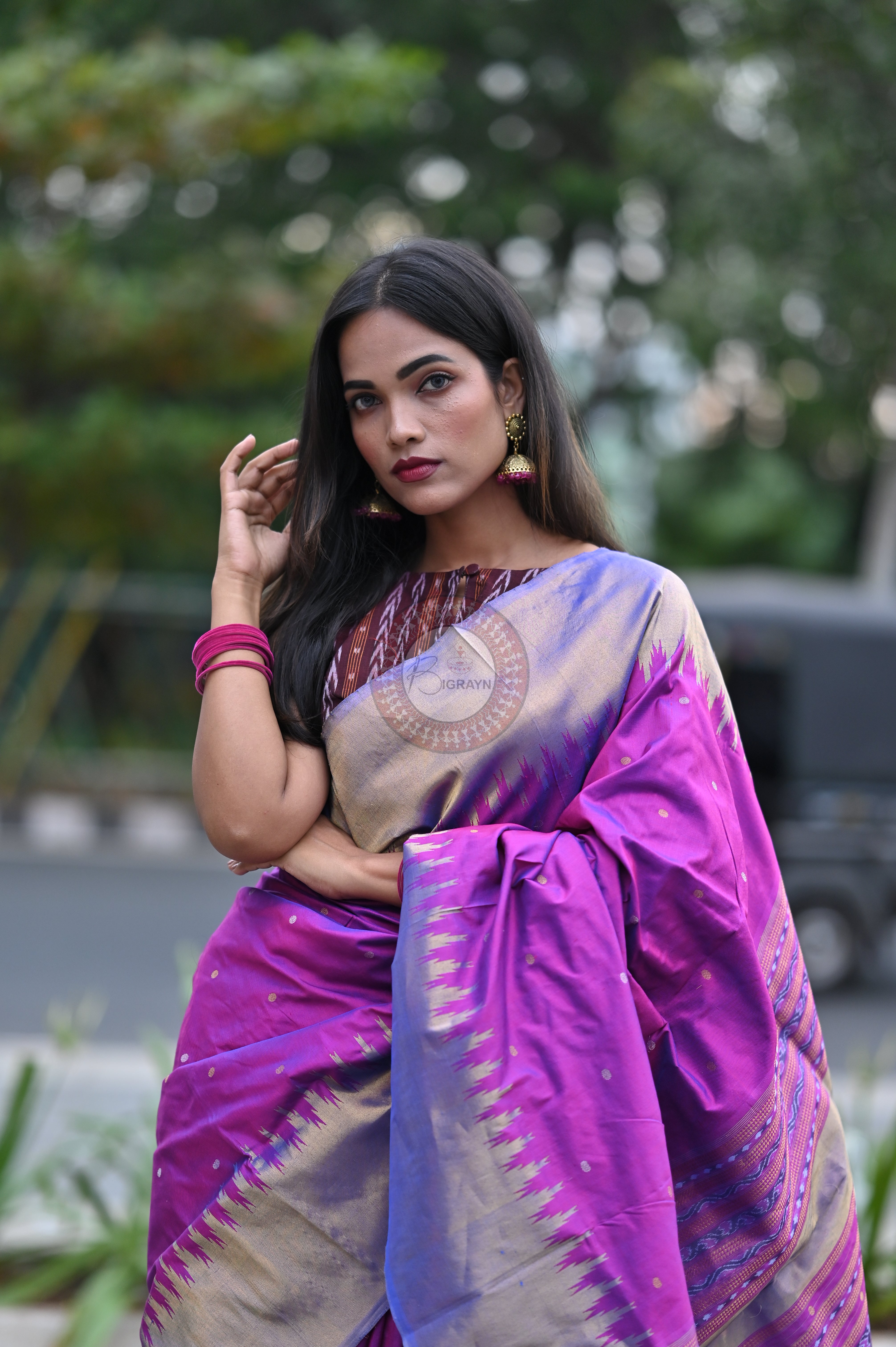 "Odisha Handloom Tissue Silk Saree with shimmering texture, elegant zari border, and lightweight drape, handcrafted by artisans"