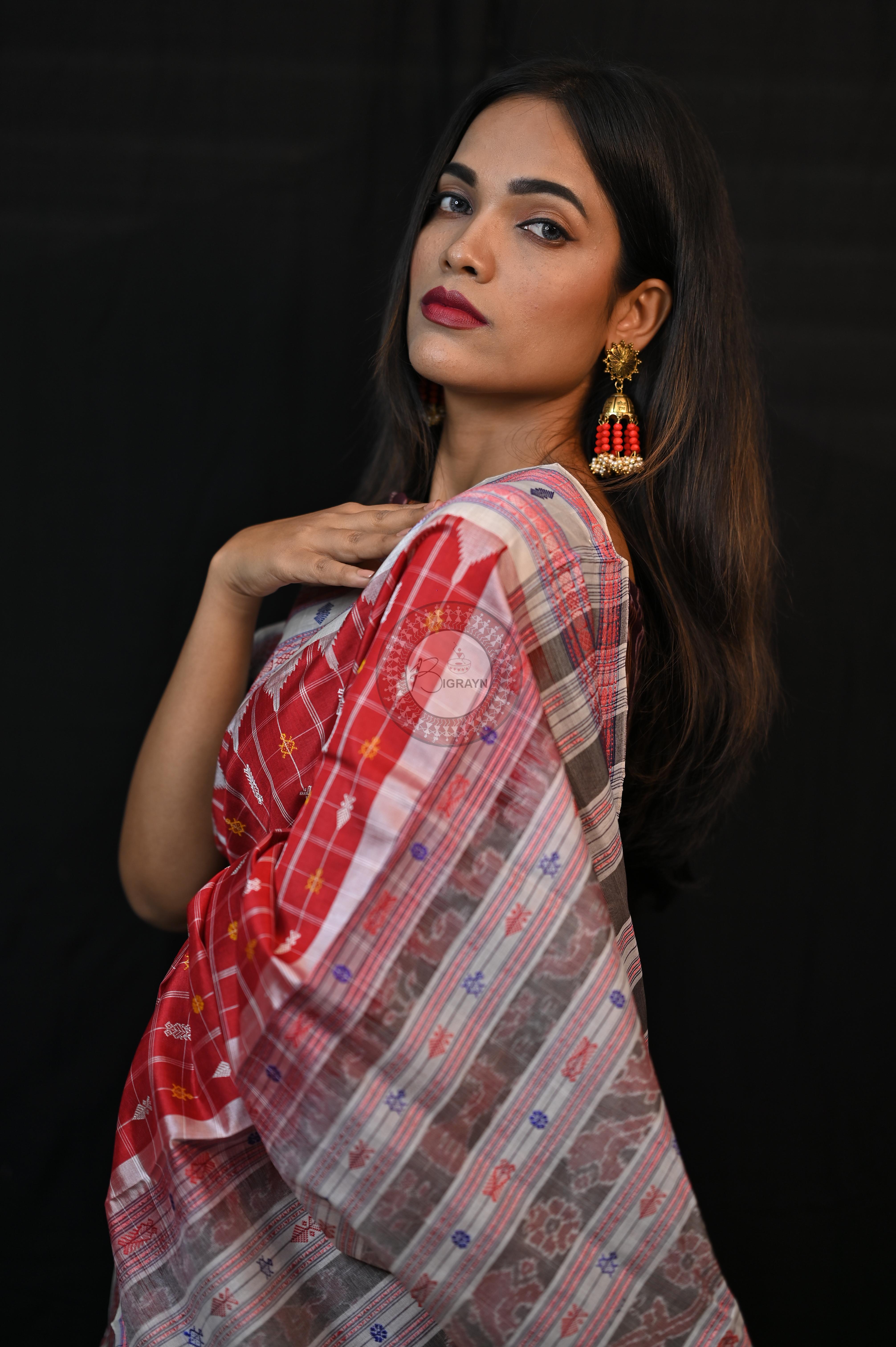 "Odisha Handloom Hazarbuti Bomkai Silk Saree with thousand buti motifs, intricate pallu design, and rich traditional craftsmanship"