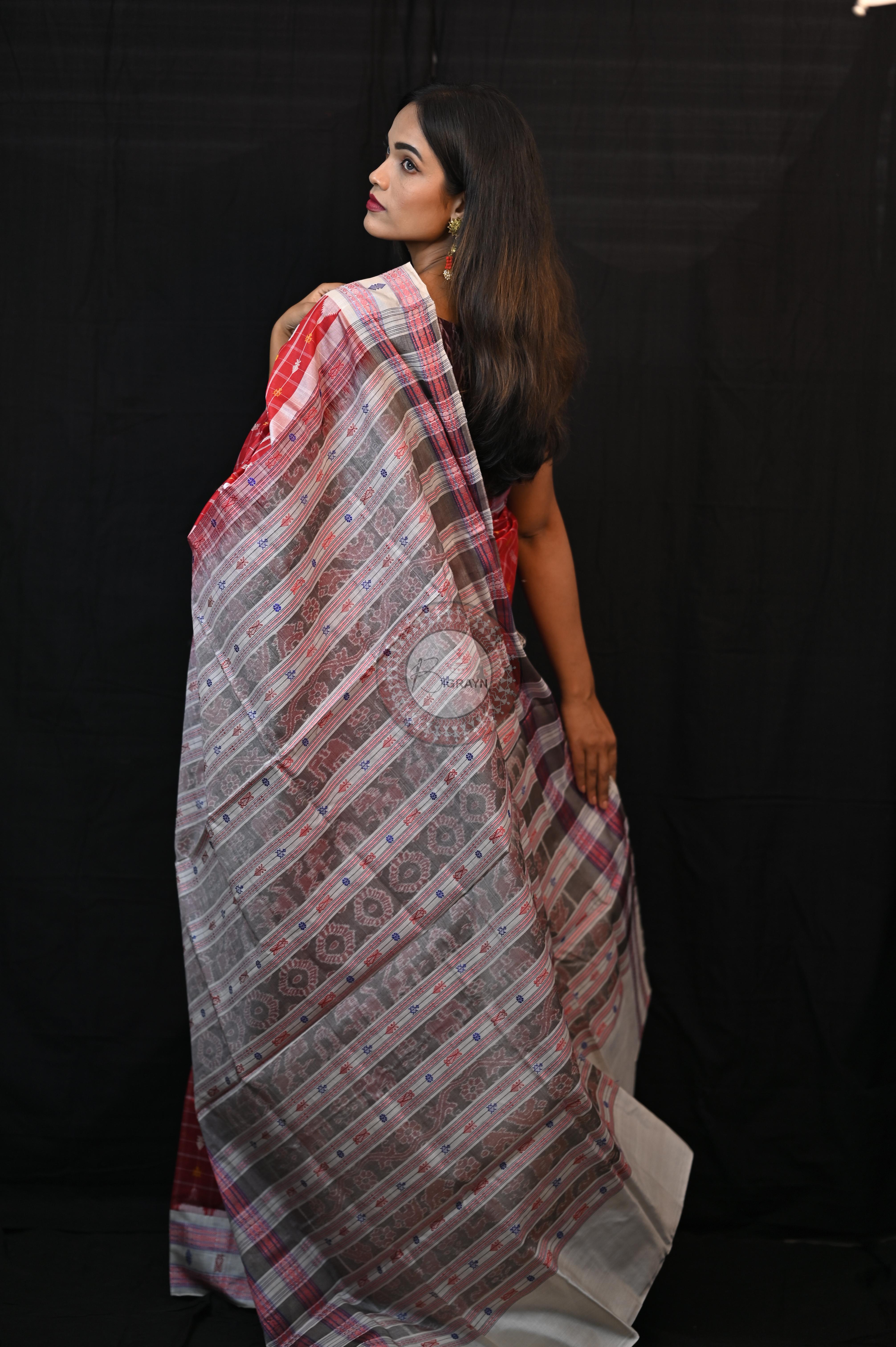 "Odisha Handloom Hazarbuti Bomkai Silk Saree with thousand buti motifs, intricate pallu design, and rich traditional craftsmanship"