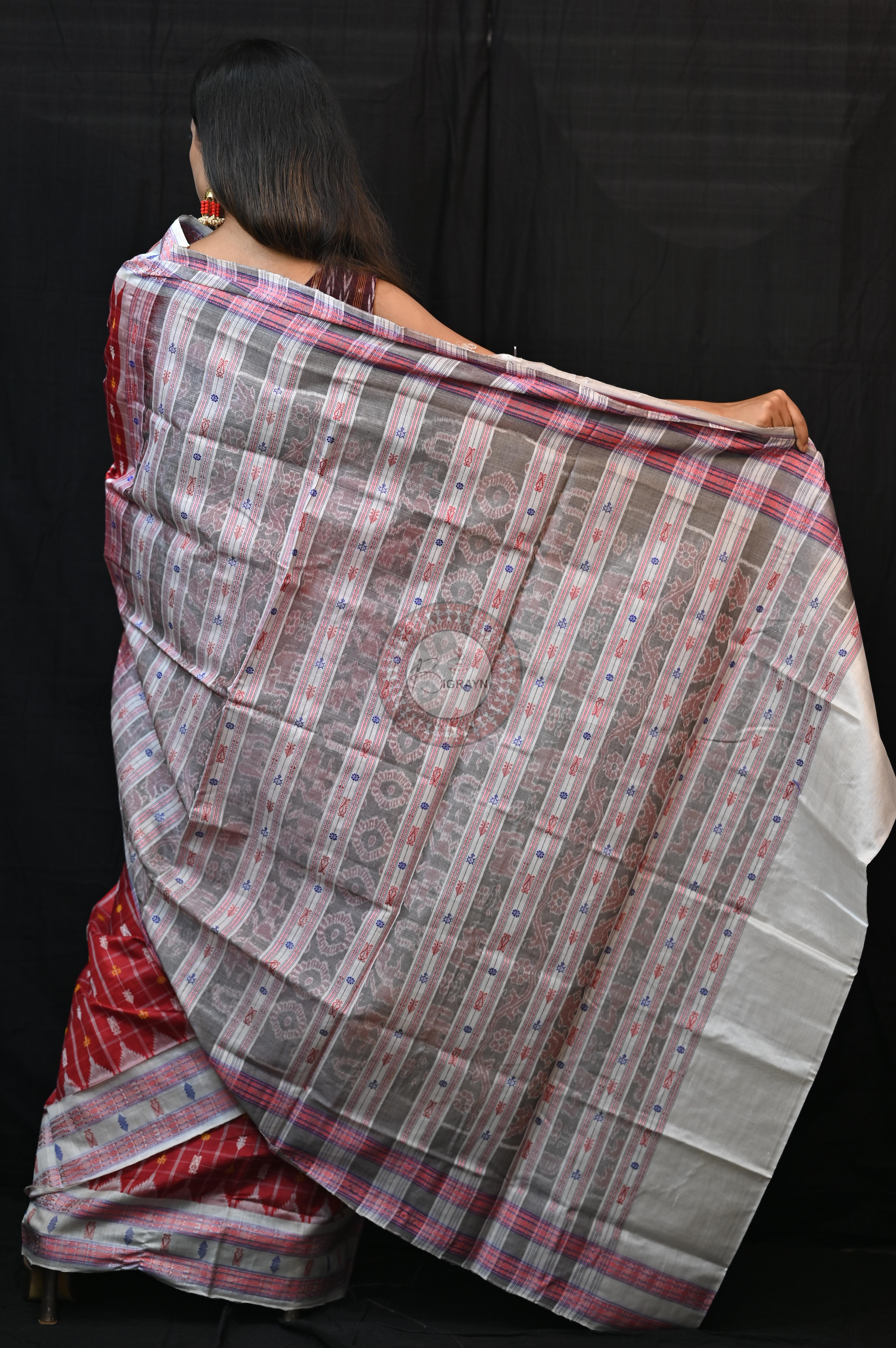 "Odisha Handloom Hazarbuti Bomkai Silk Saree with thousand buti motifs, intricate pallu design, and rich traditional craftsmanship"