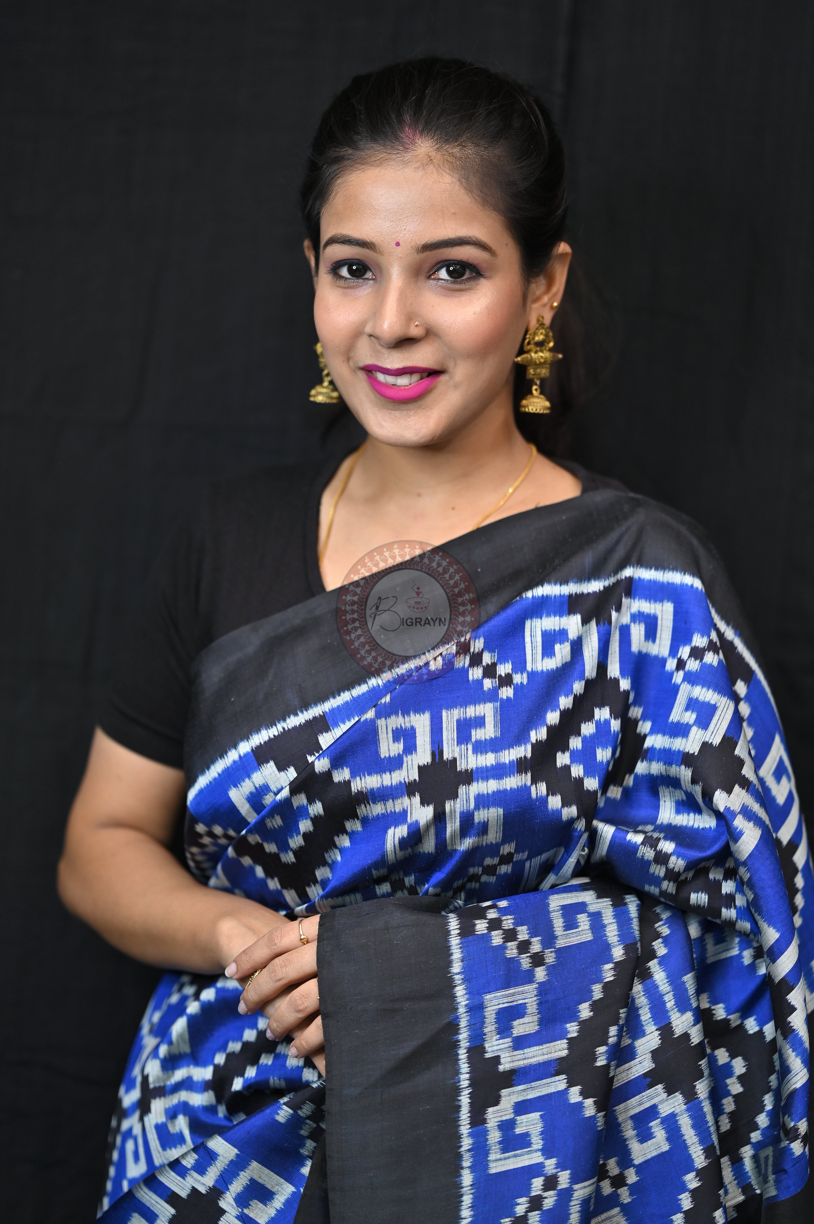 Blue Black Telia Rumal Mulberry Silk