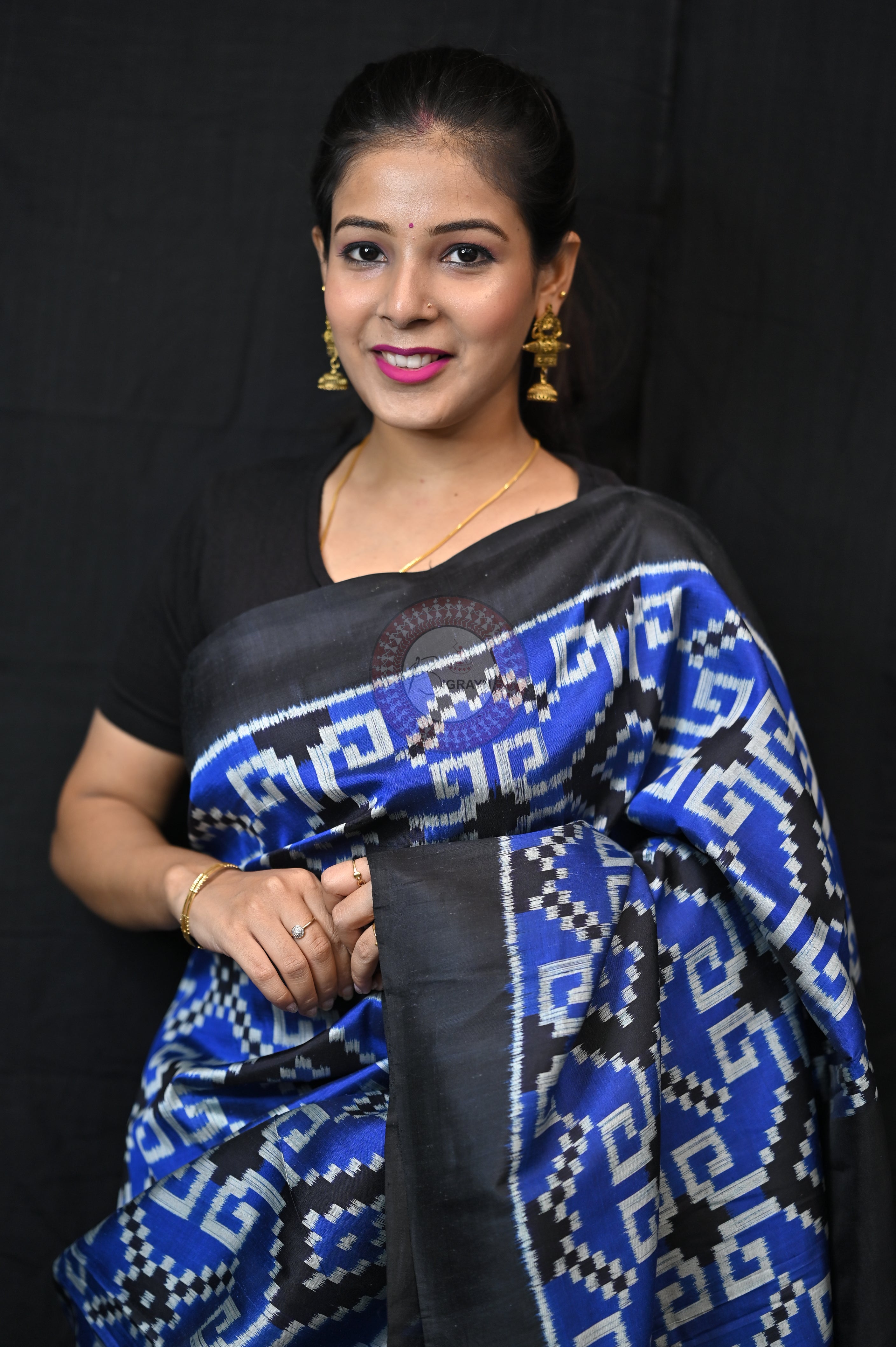 Blue Black Telia Rumal Mulberry Silk
