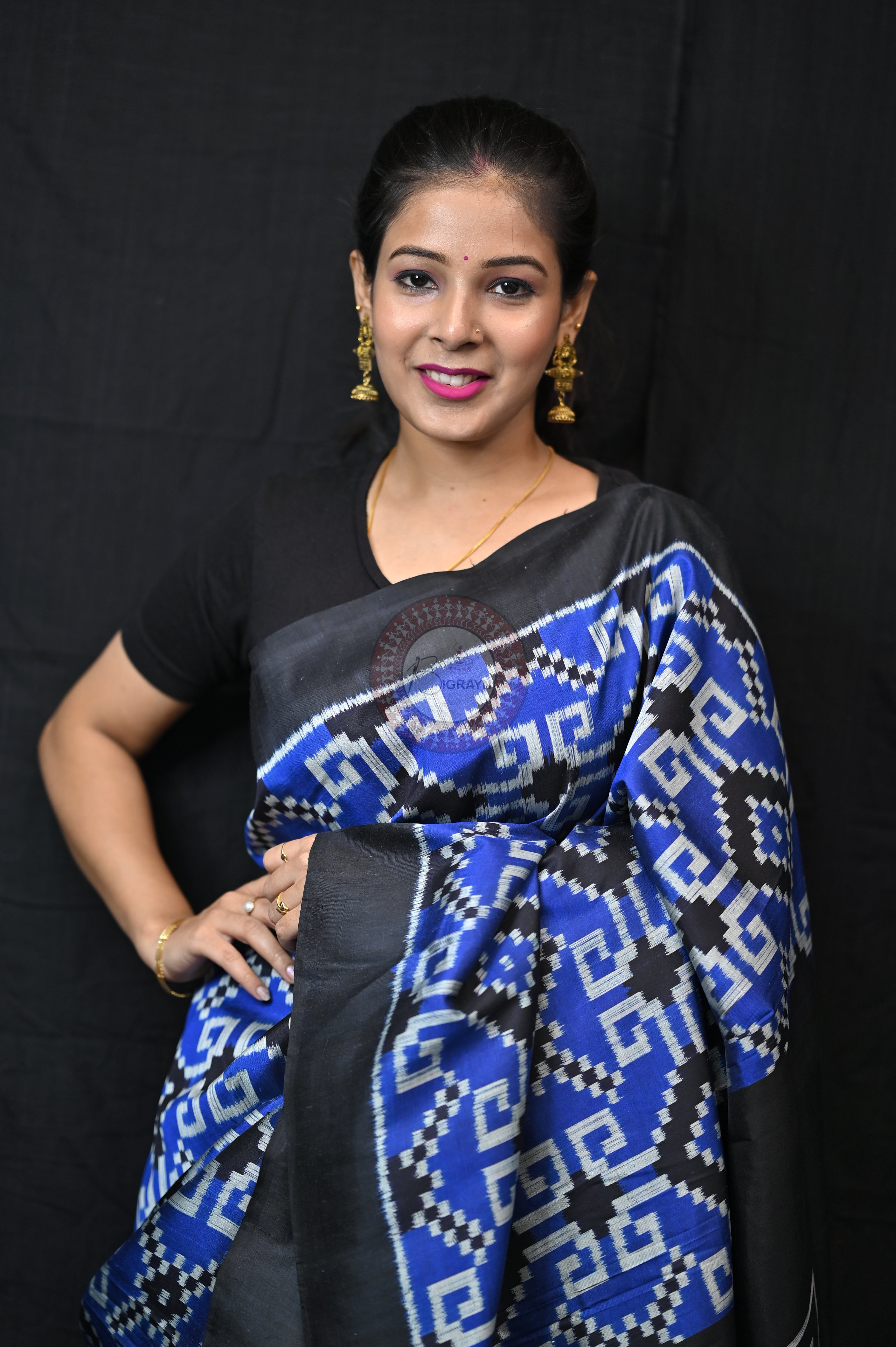 Blue Black Telia Rumal Mulberry Silk