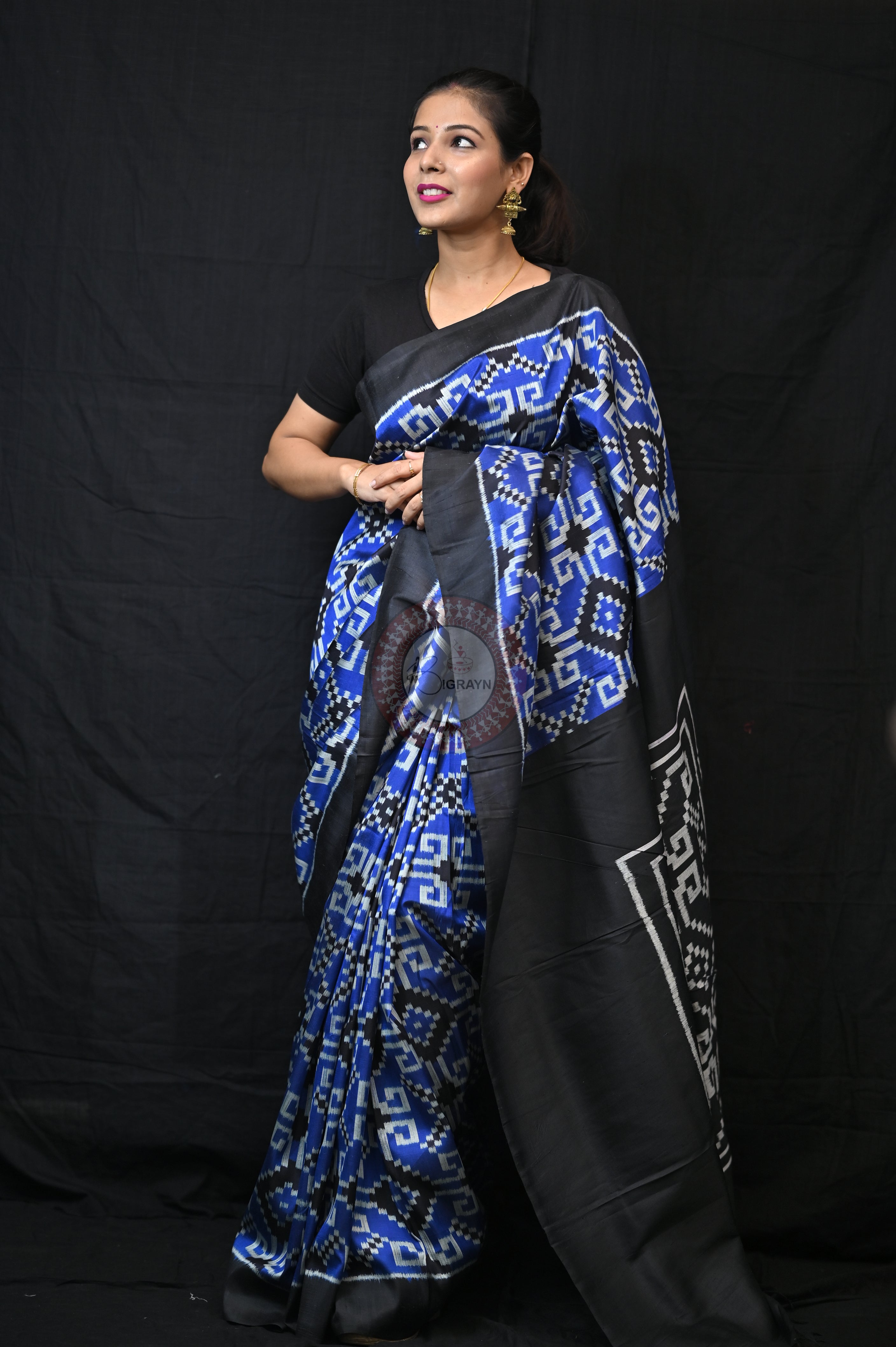 Blue Black Telia Rumal Mulberry Silk