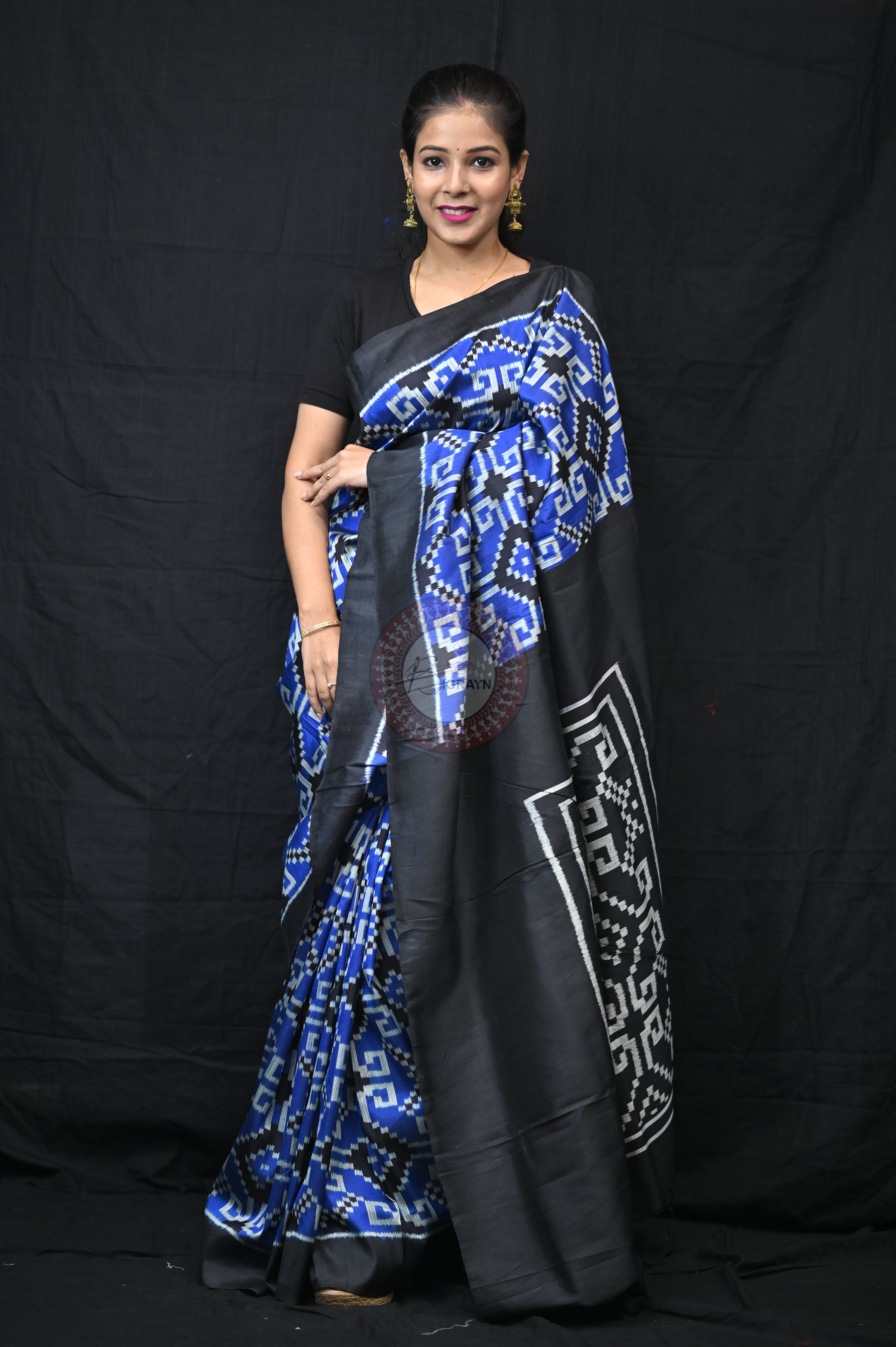 Blue Black Telia Rumal Mulberry Silk