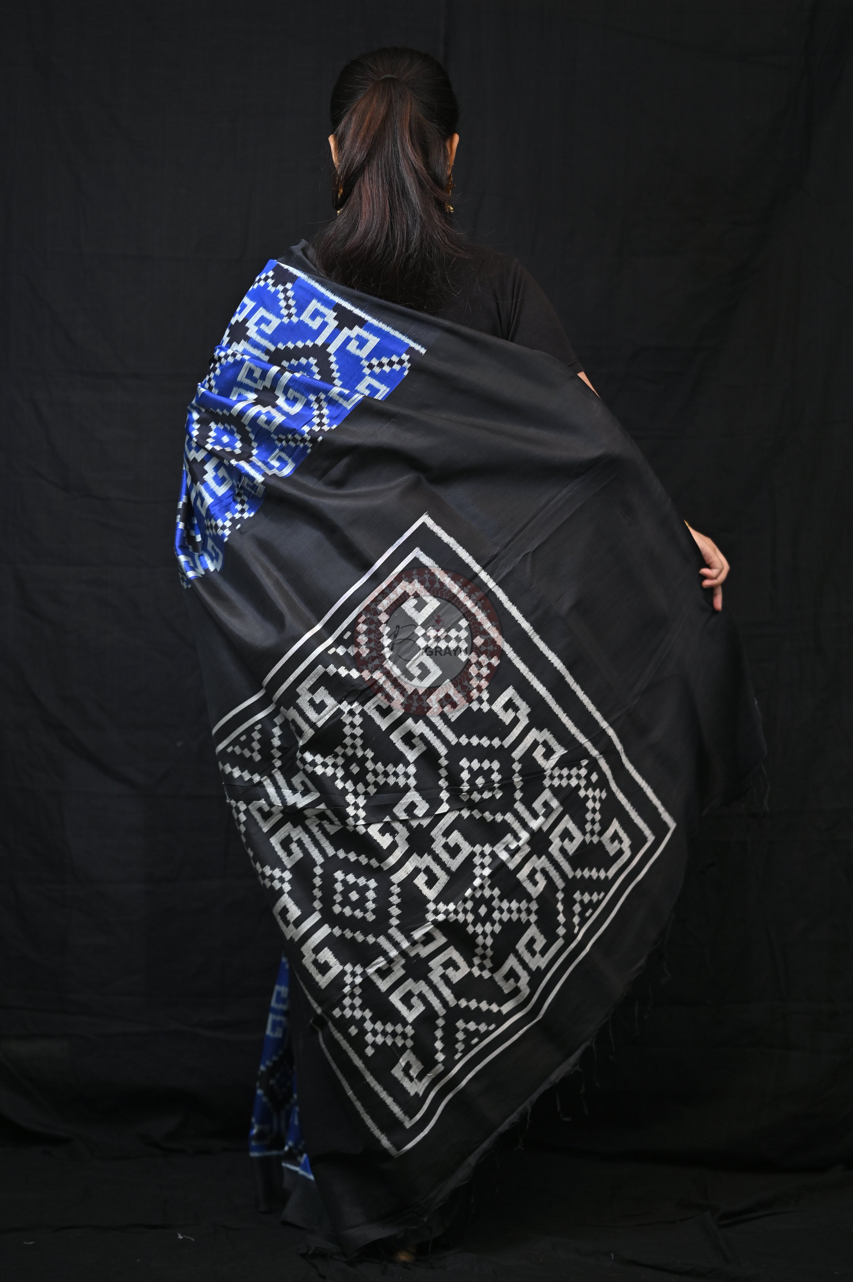 Blue Black Telia Rumal Mulberry Silk