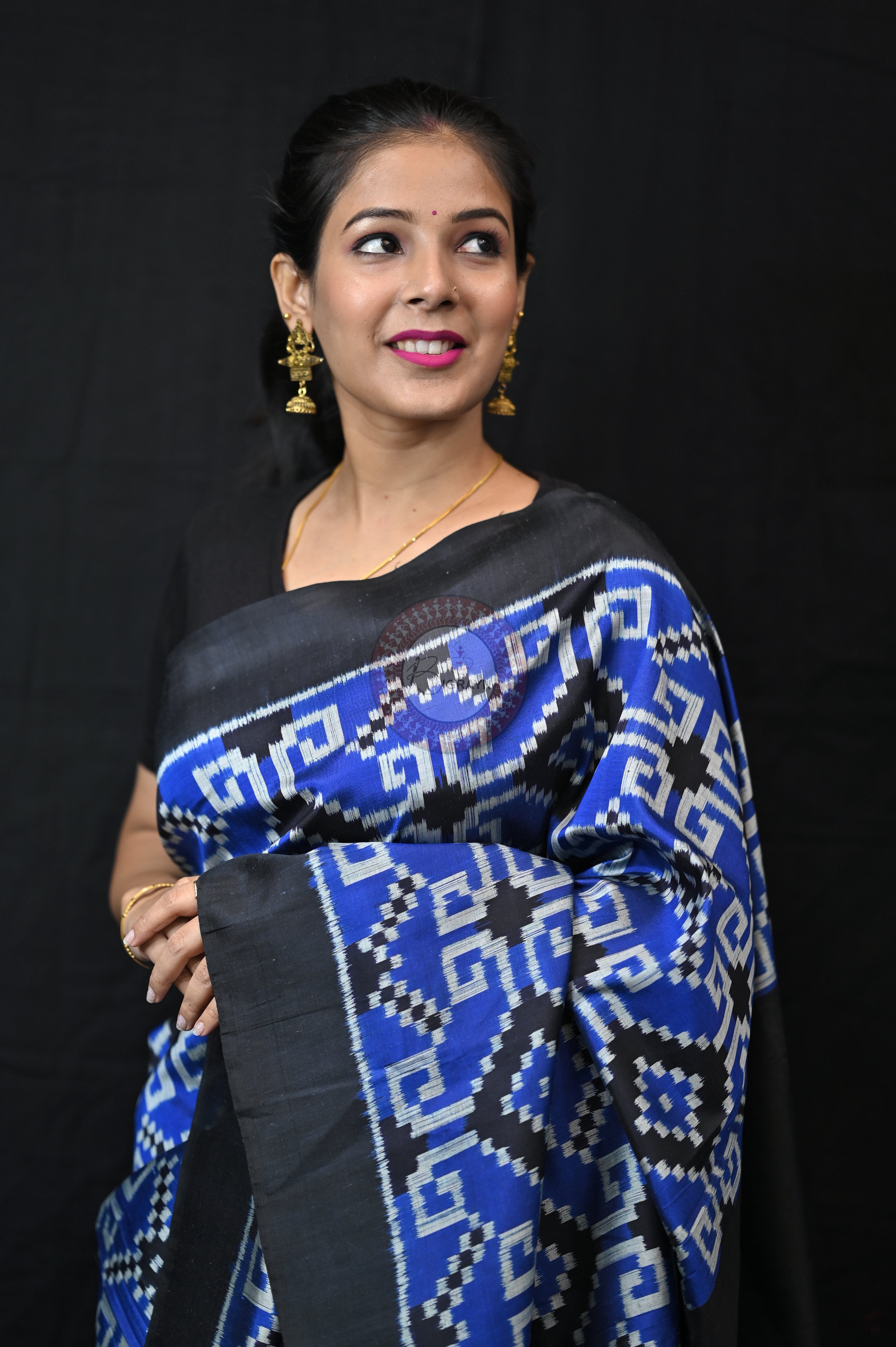Blue Black Telia Rumal Mulberry Silk