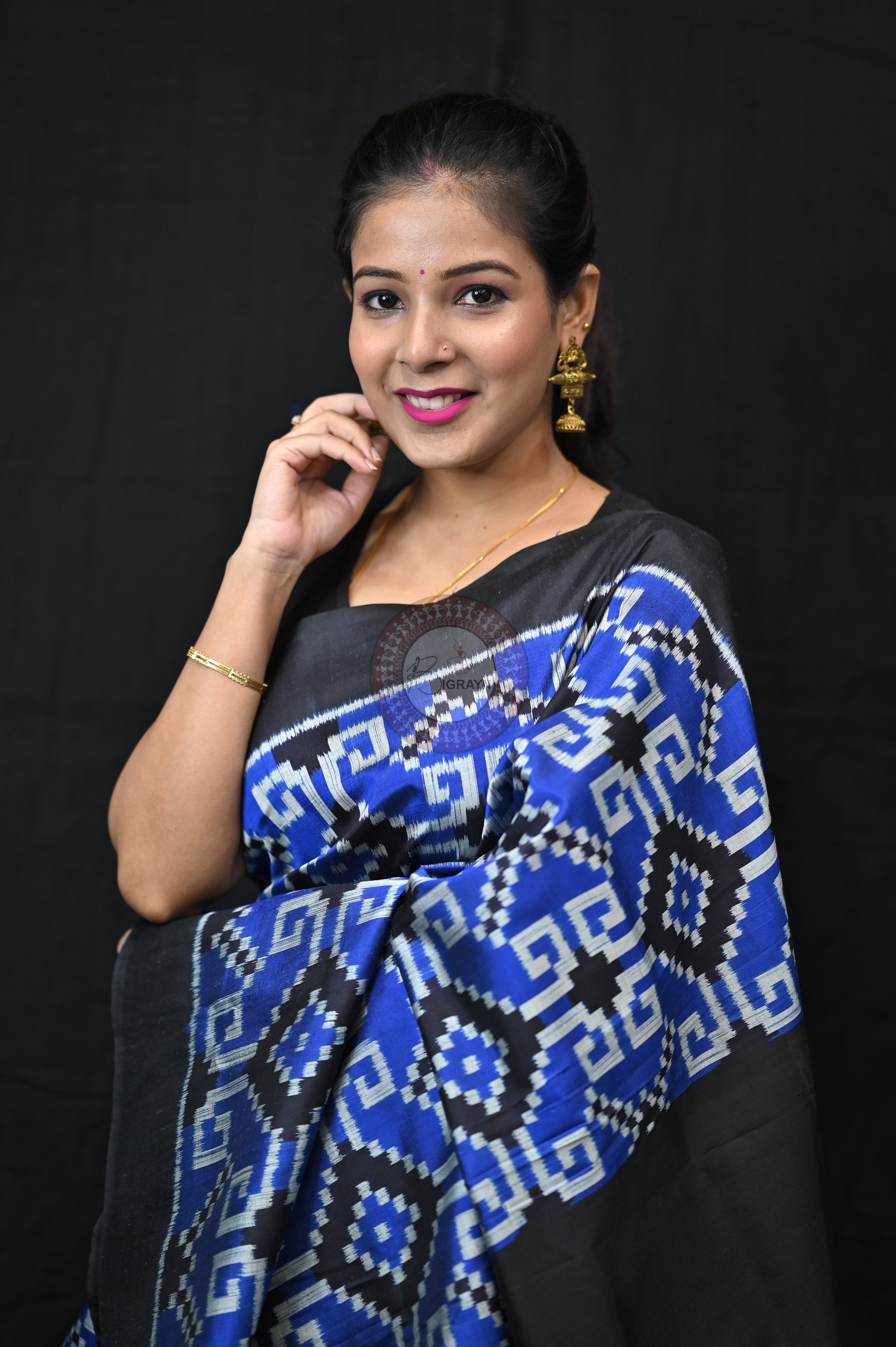 Blue Black Telia Rumal Mulberry Silk