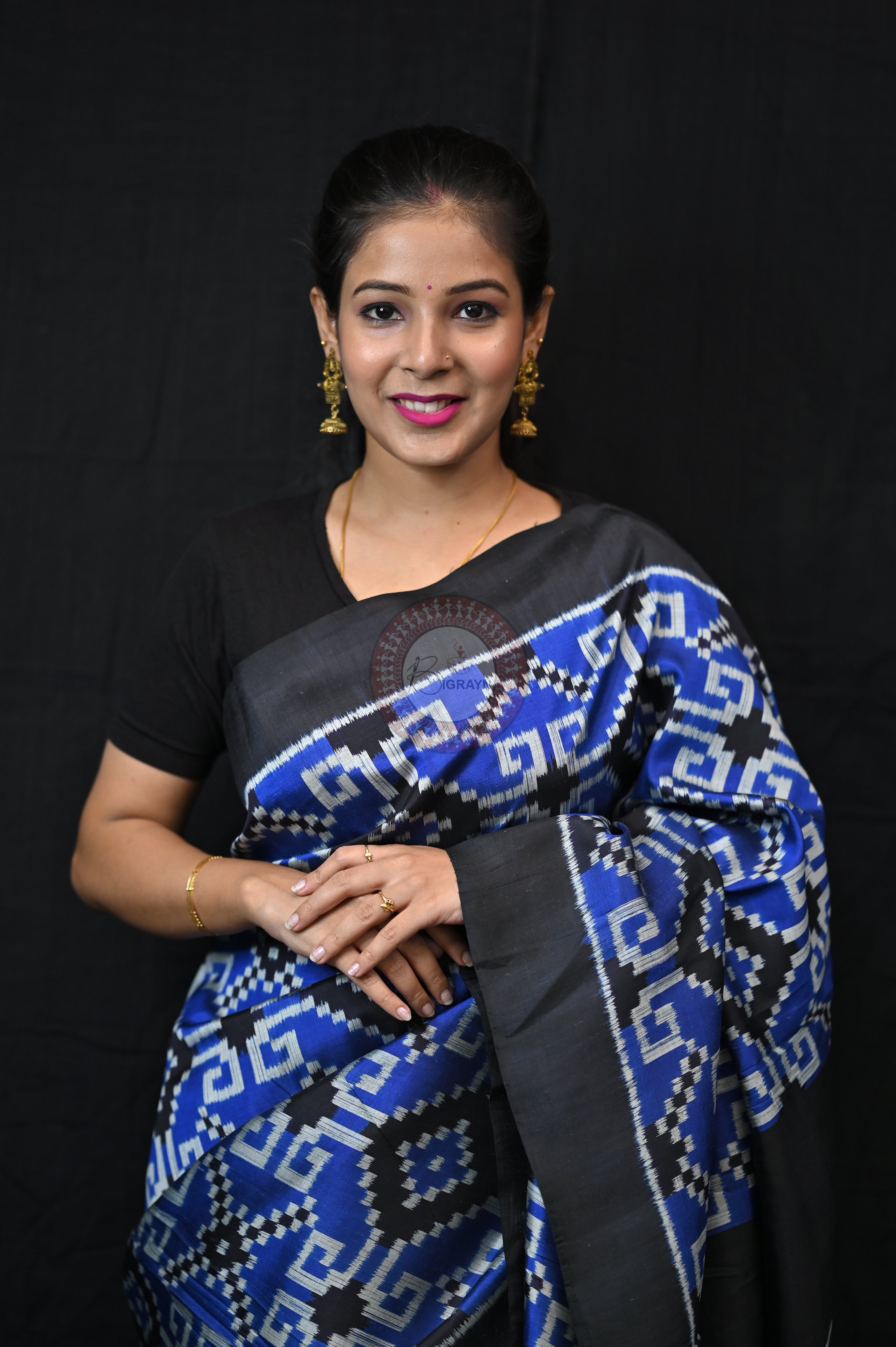 Blue Black Telia Rumal Mulberry Silk