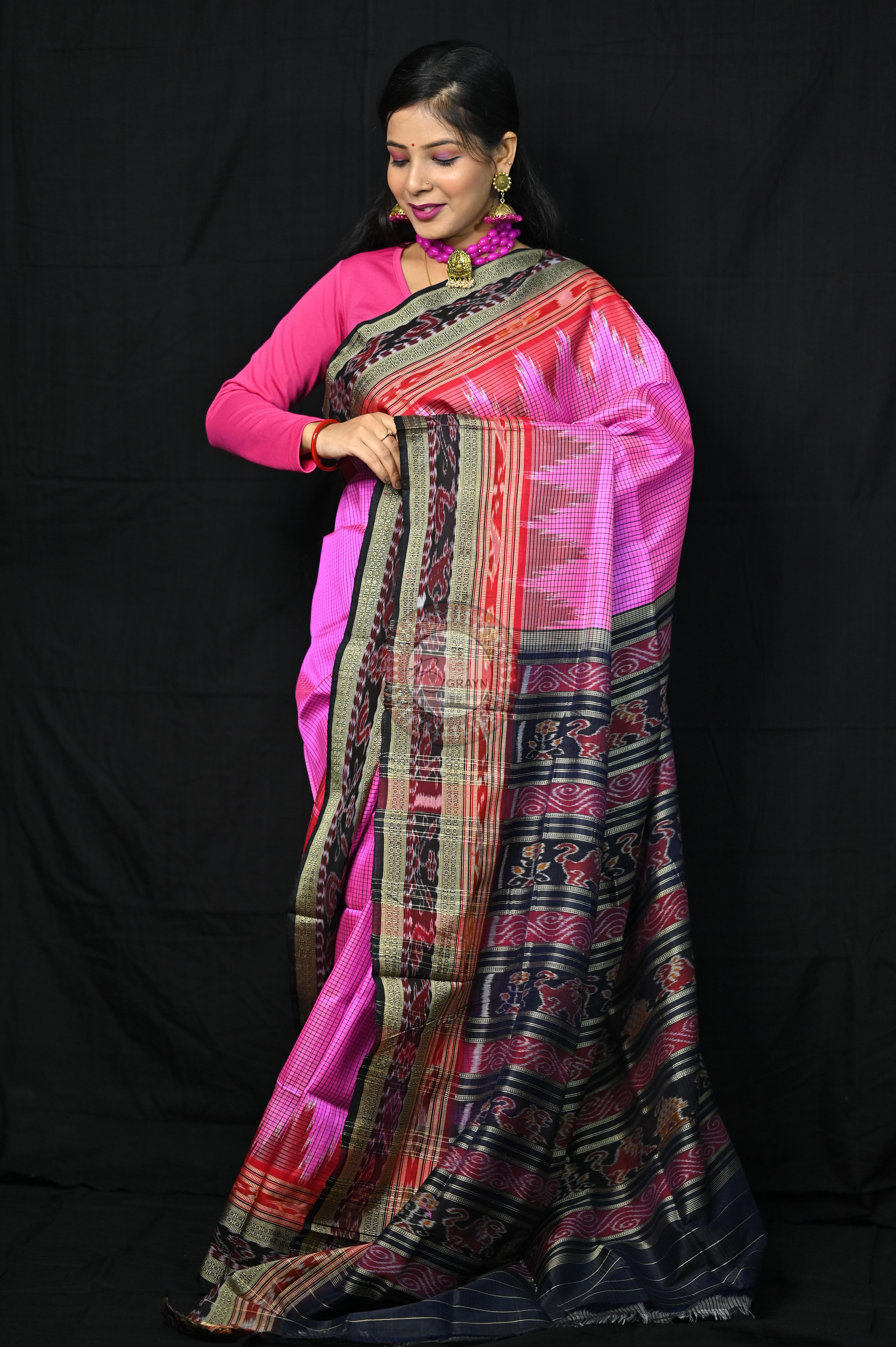Pink Sachipar Khandua Silk Saree
