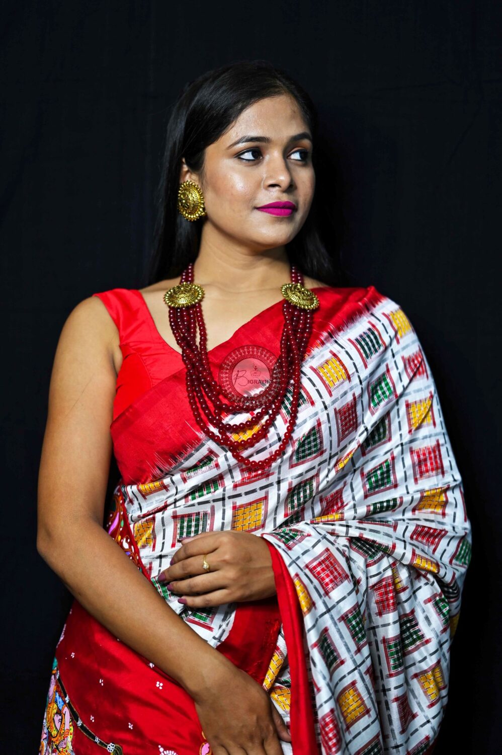 White Mini Ashwini Kandarpa Elephant Pattachitra Silk Saree