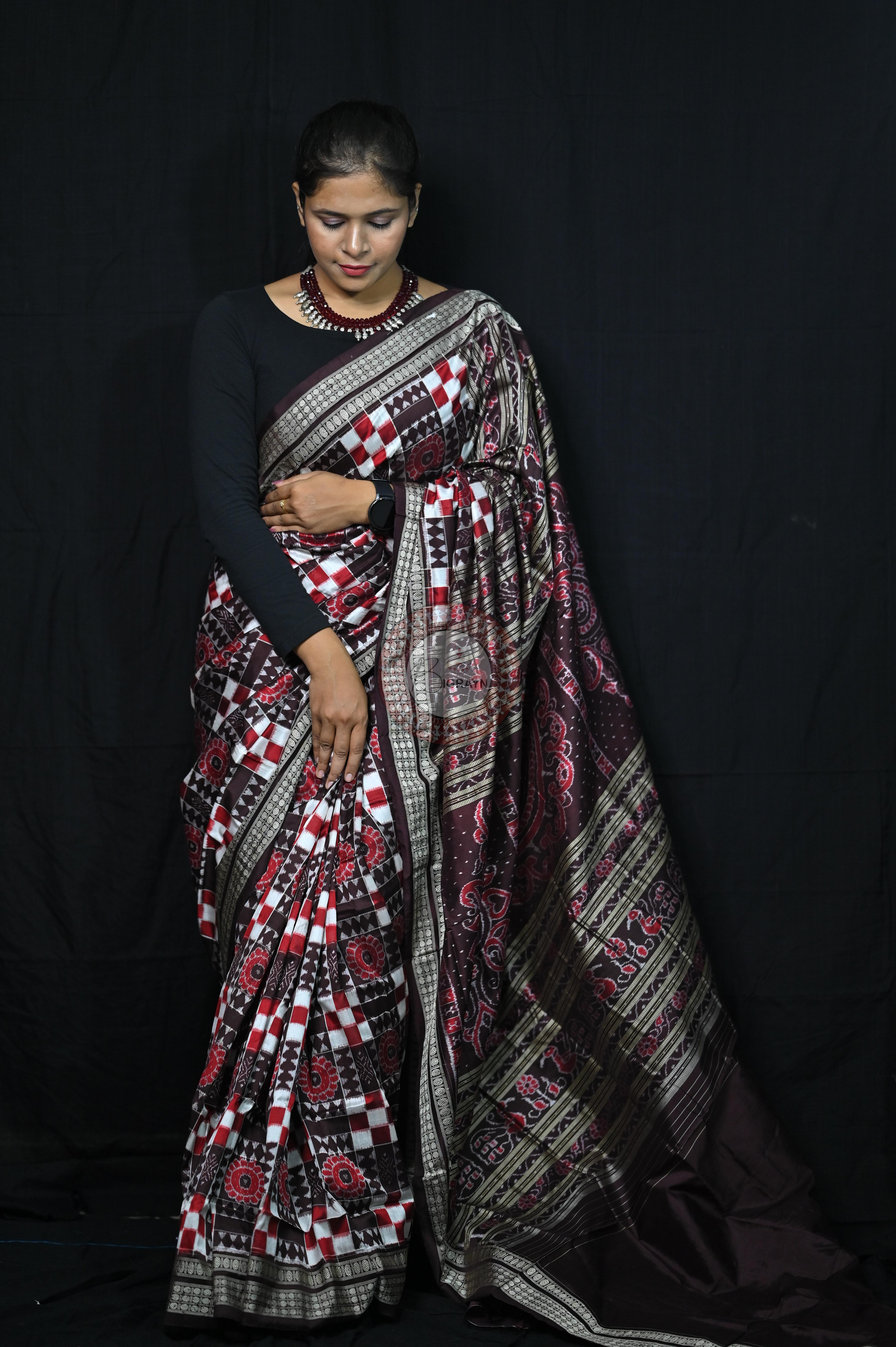 Coffee Utkalaxmi Sambalpuri Silk Saree