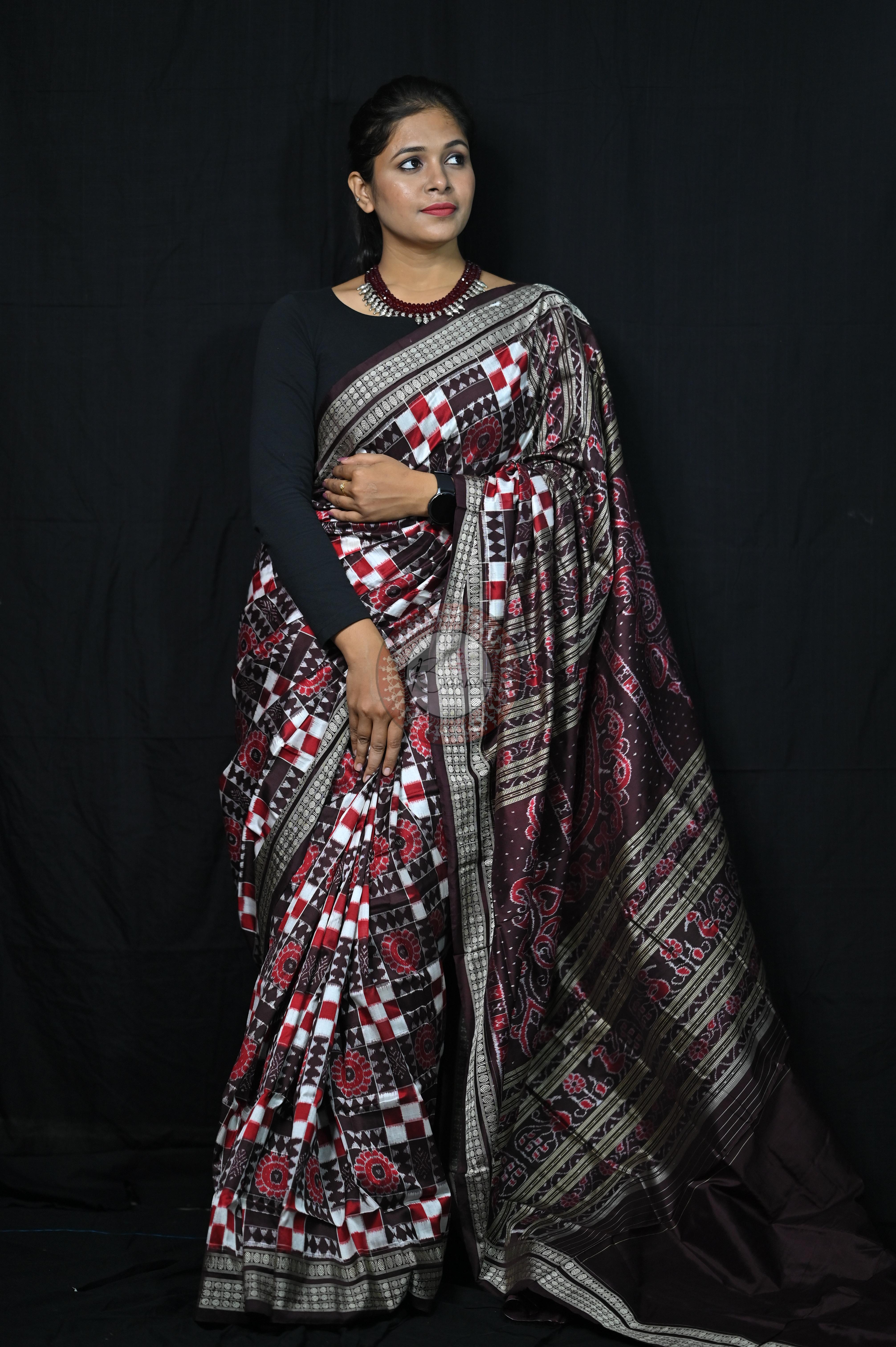 Coffee Utkalaxmi Sambalpuri Silk Saree