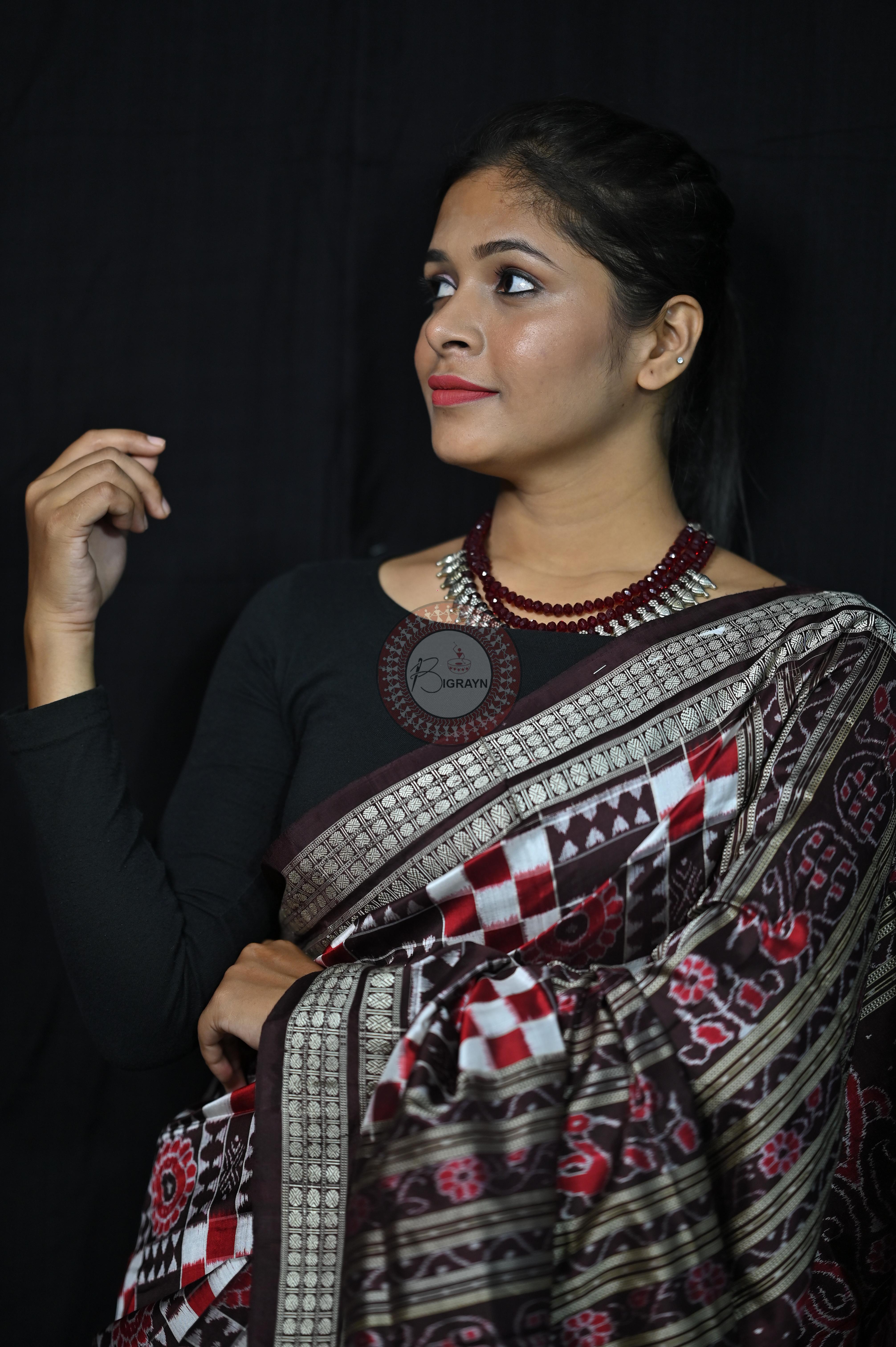 Coffee Utkalaxmi Sambalpuri Silk Saree