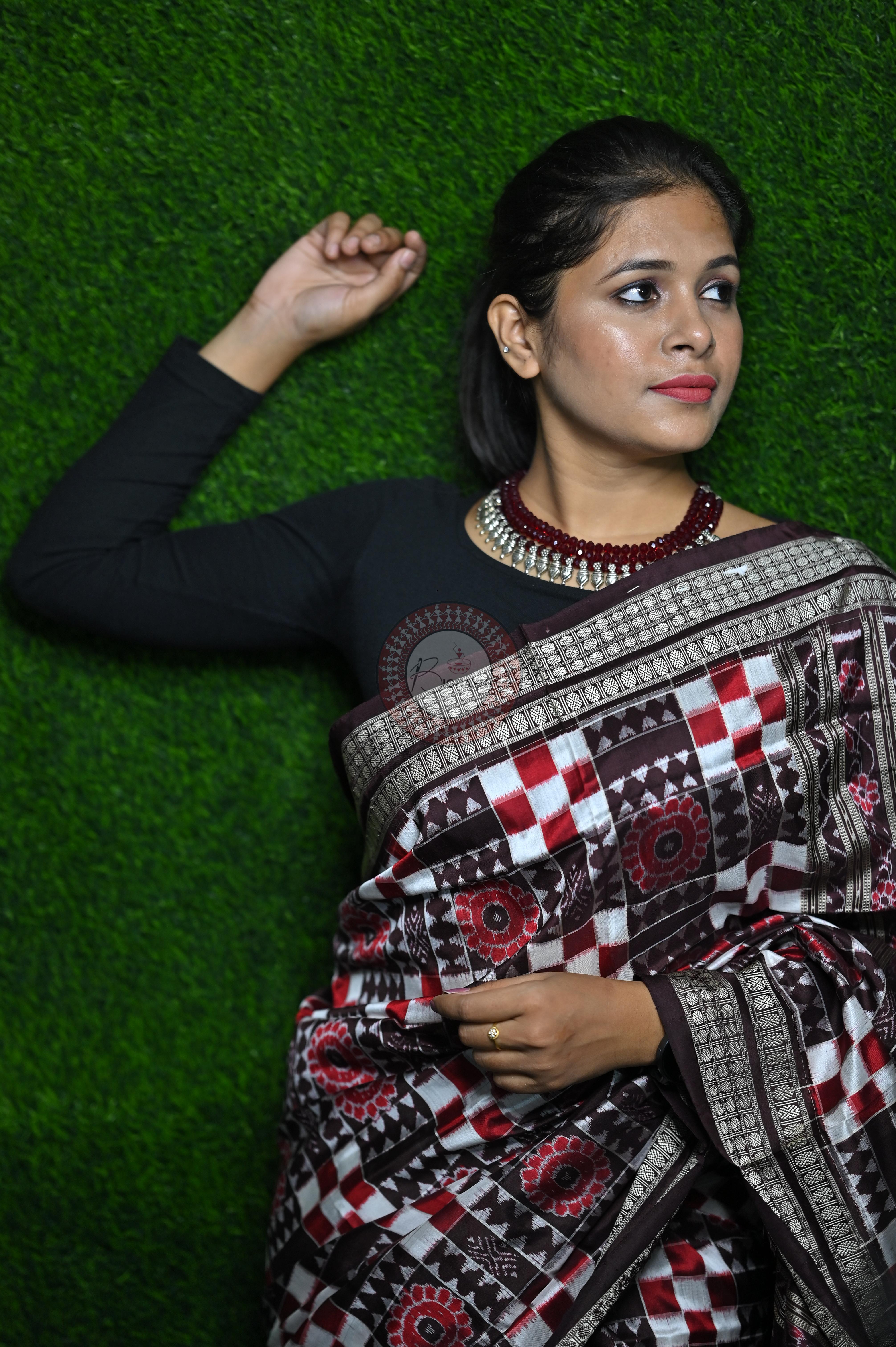 Coffee Utkalaxmi Sambalpuri Silk Saree