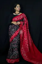 Black Telia Rumal Khandua Cotton Saree