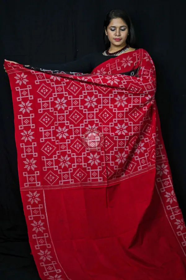 Black Telia Rumal Khandua Cotton Saree