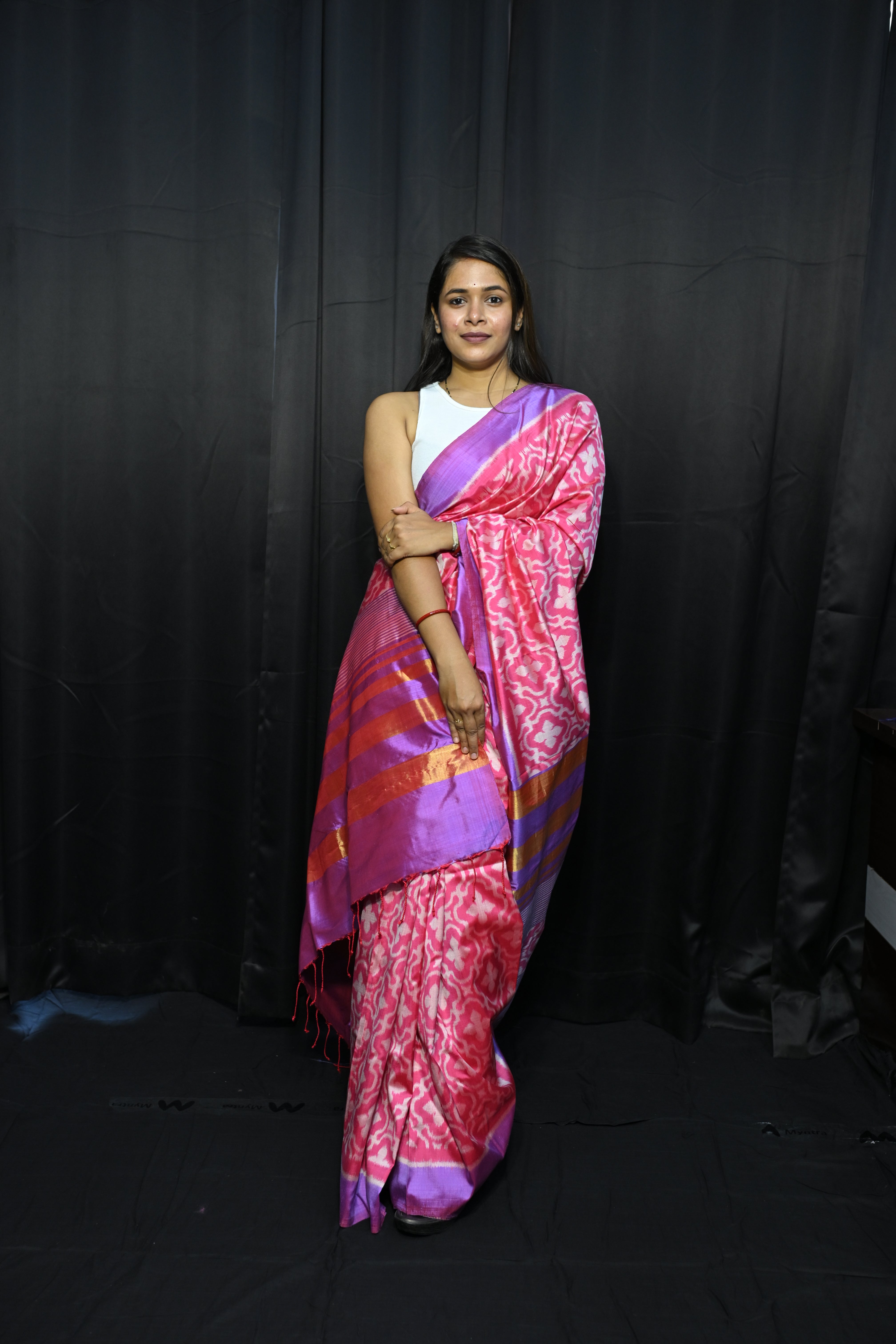Pink Madhumalati  Mulberry Silk Saree