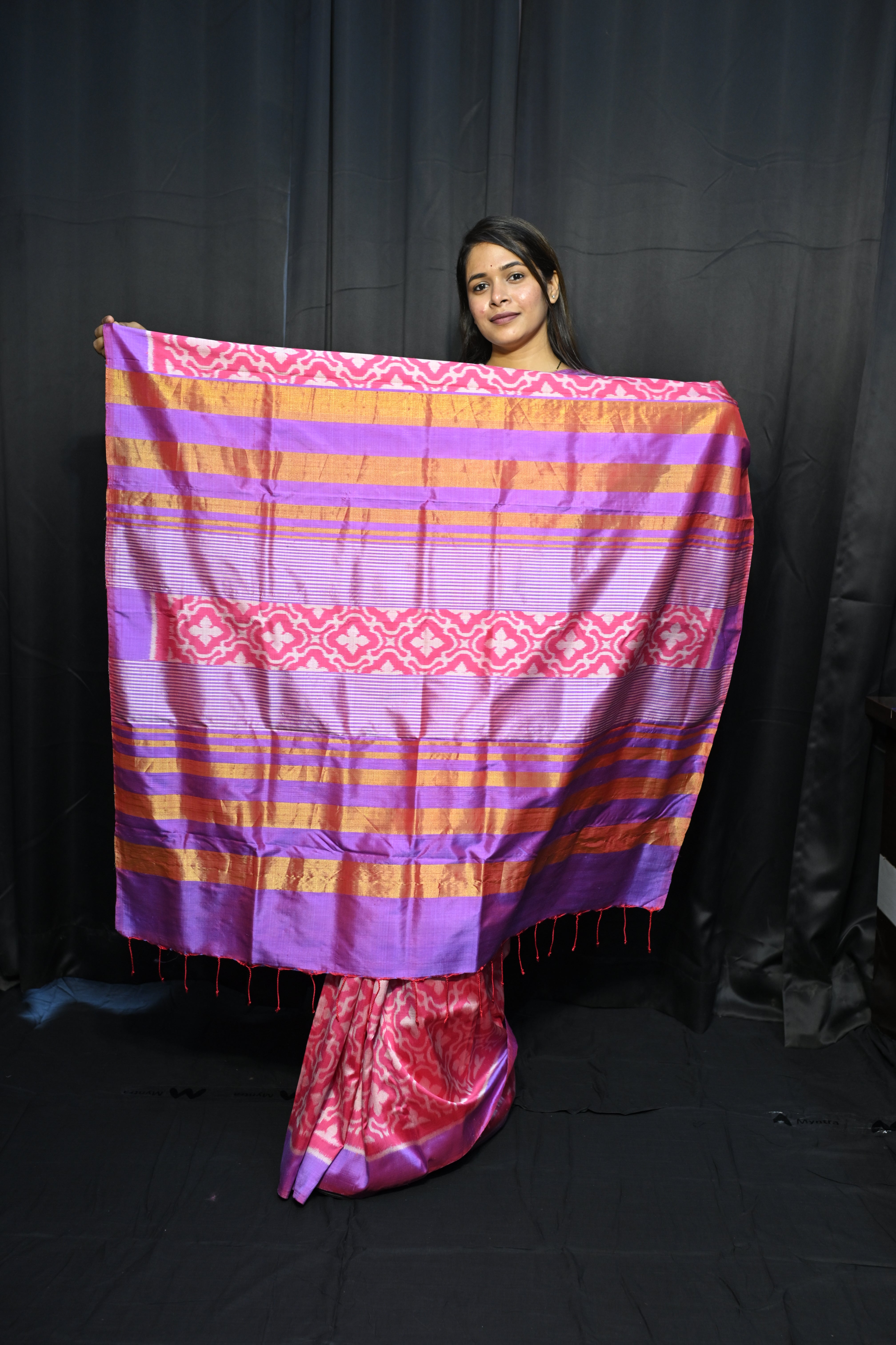 Pink Madhumalati  Mulberry Silk Saree
