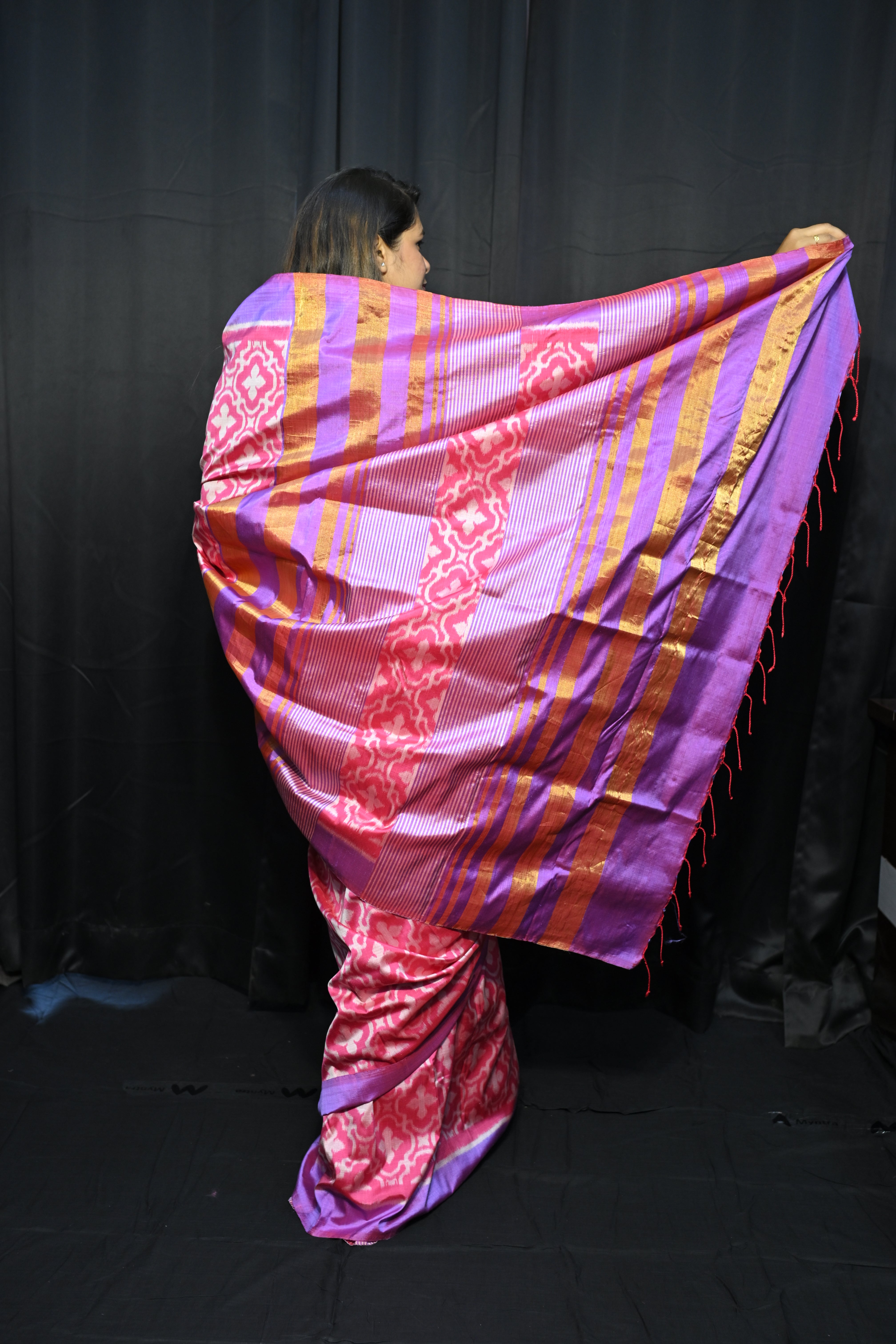 Pink Madhumalati  Mulberry Silk Saree