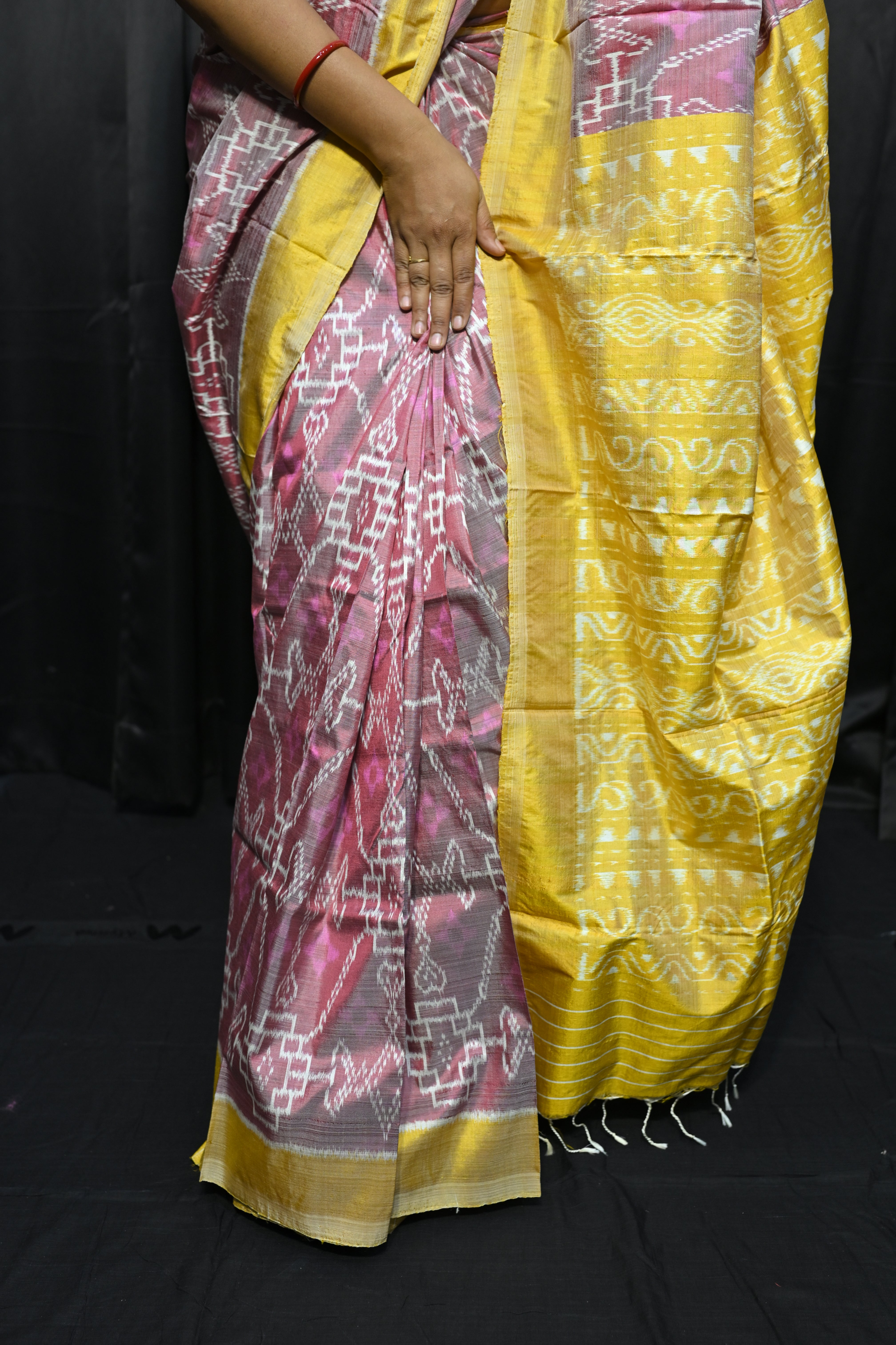 Pink Telia Rumal  Design Mulberry Silk Saree