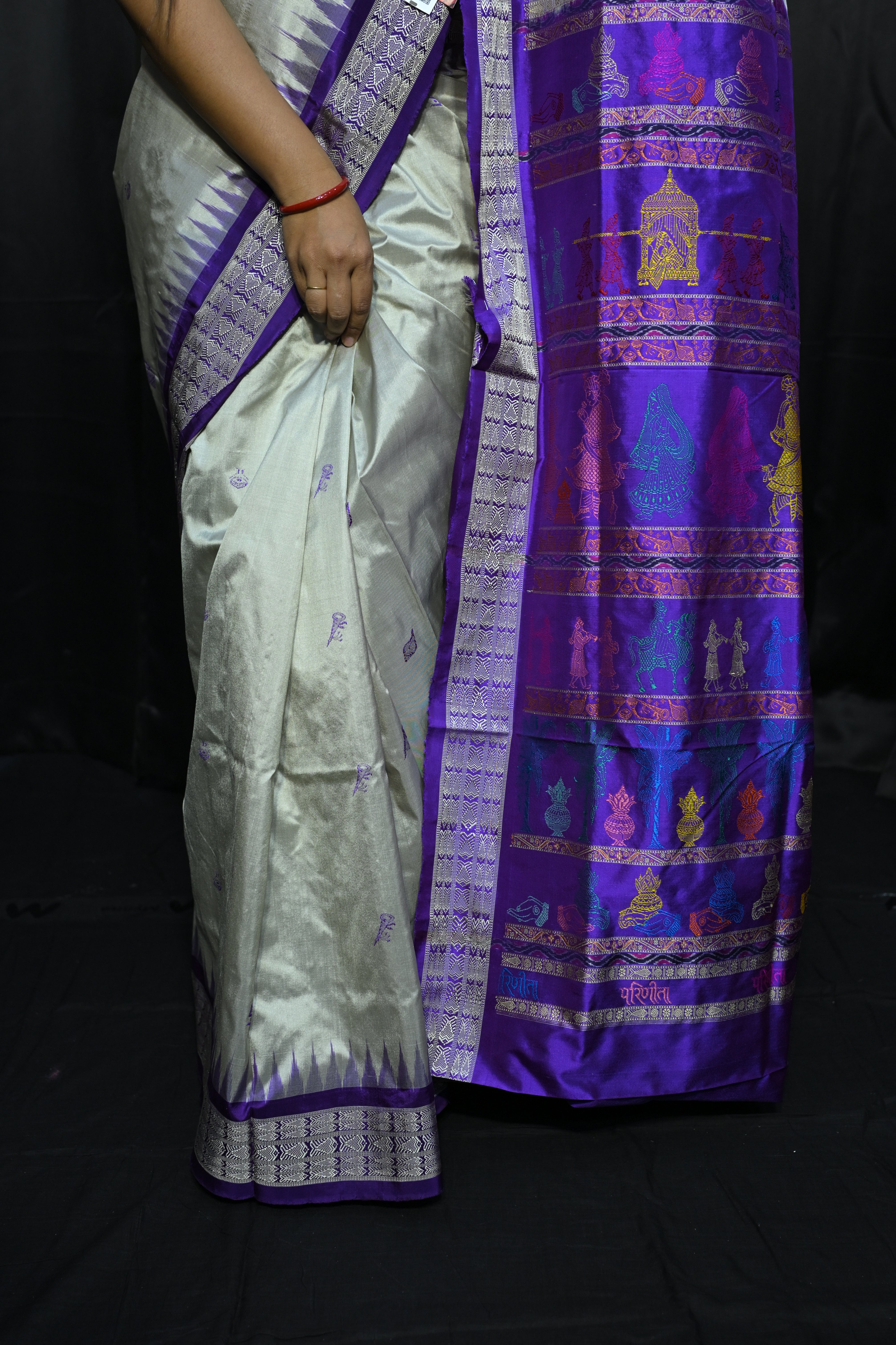 Grey Purple Parinita(Marriage ) Exclusive Sambalpuri Silk Saree