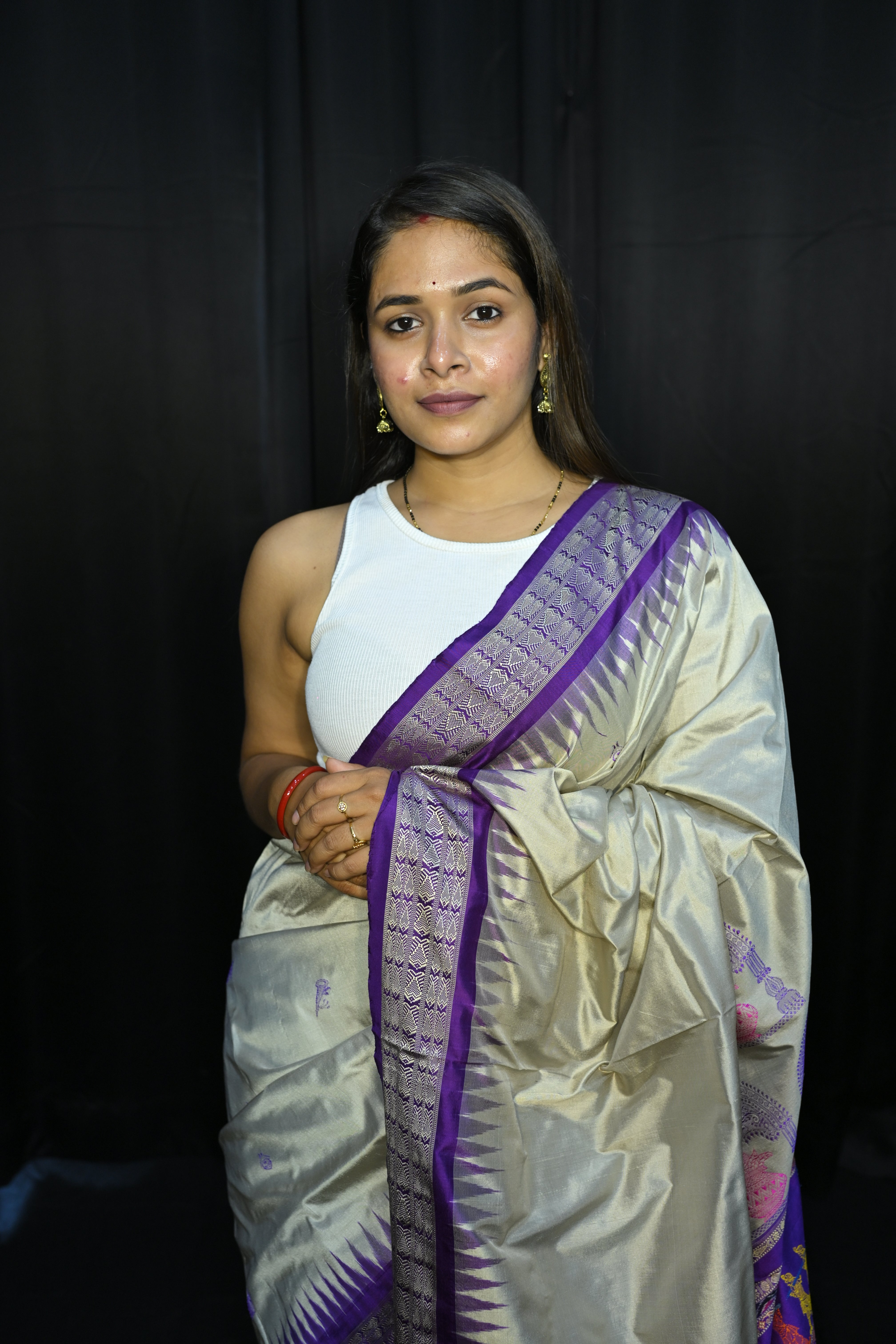 Grey Purple Parinita(Marriage ) Exclusive Sambalpuri Silk Saree