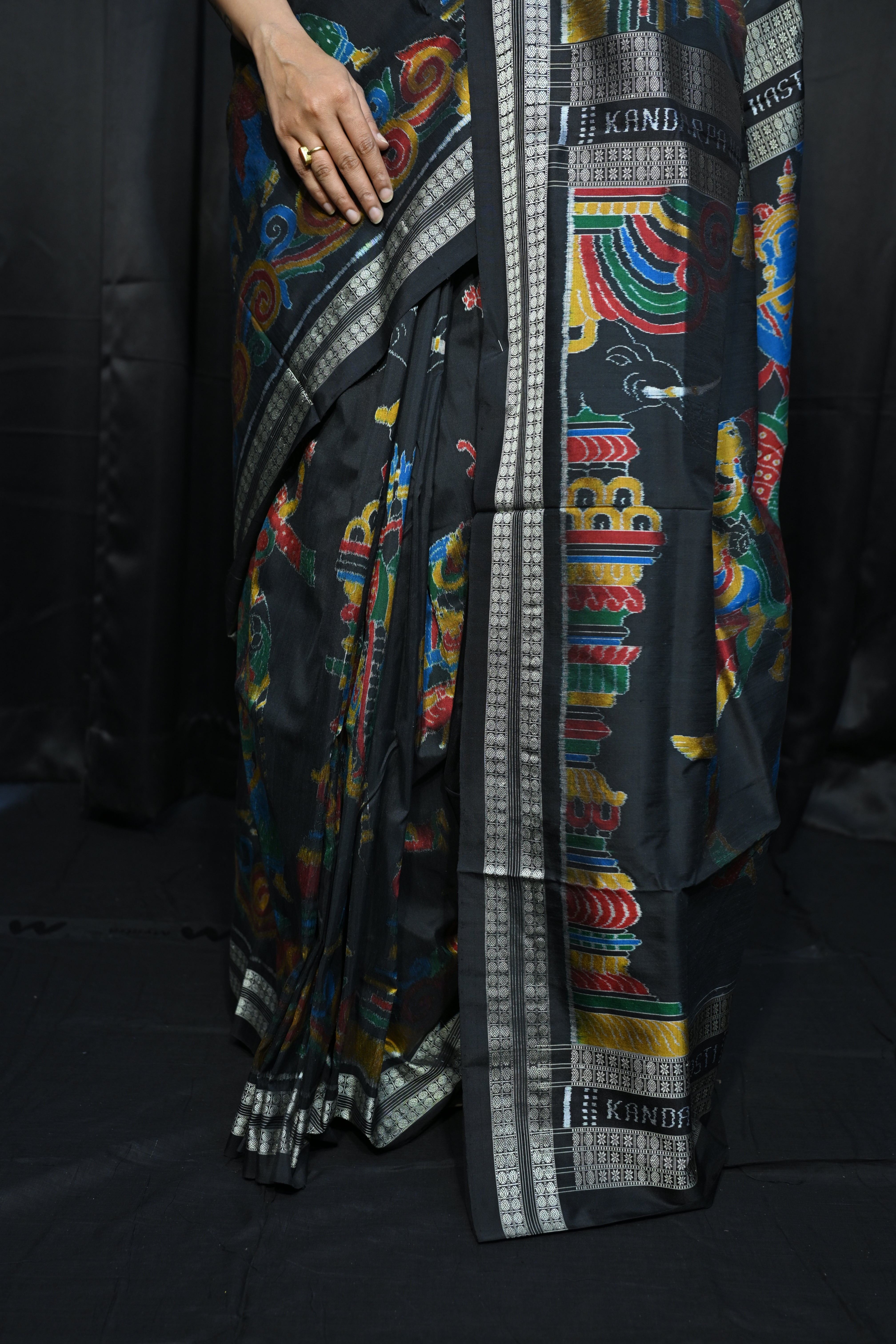 Black Seven Kandarp Hasti Design Sambalpuri Silk Saree