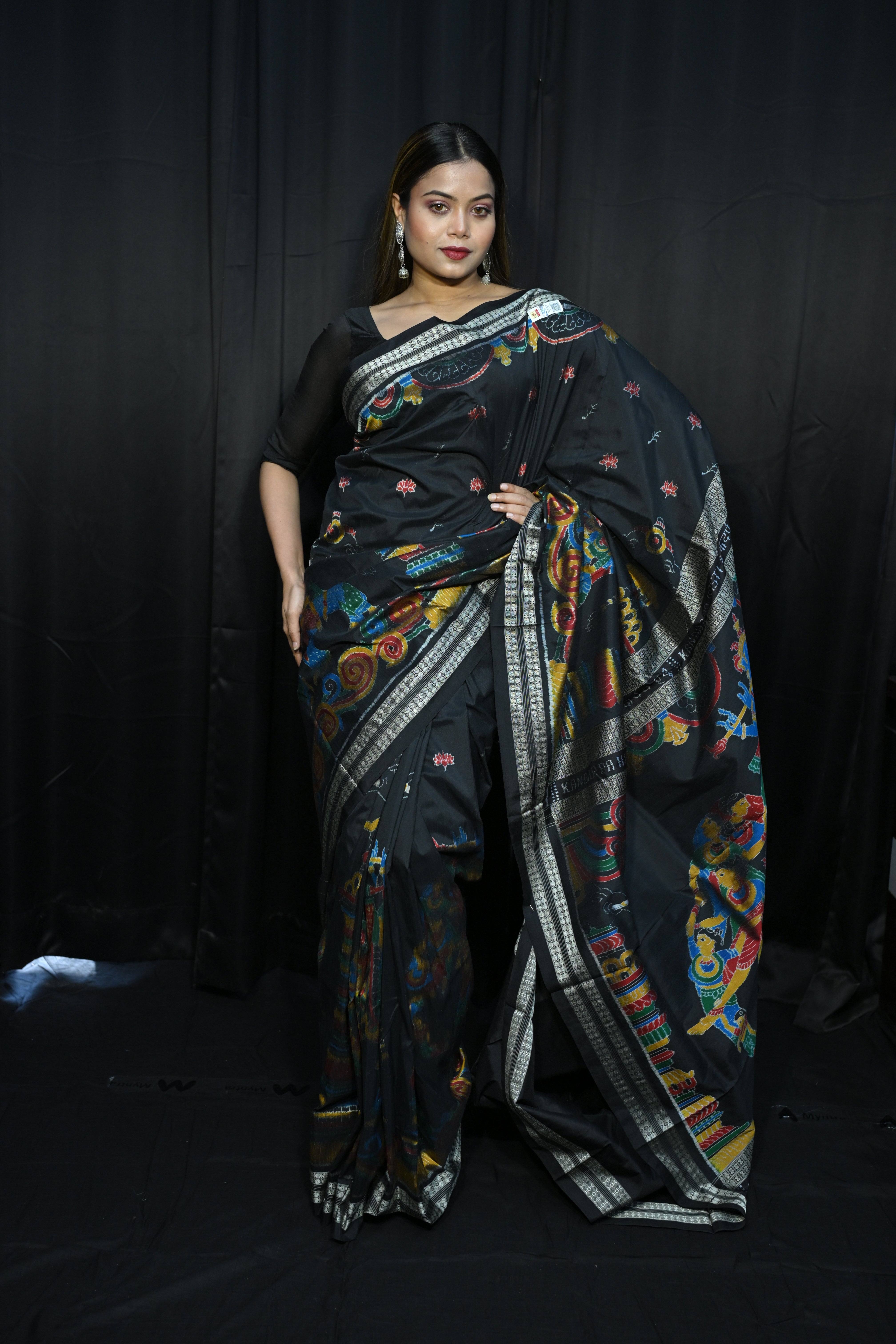 Black Seven Kandarp Hasti Design Sambalpuri Silk Saree