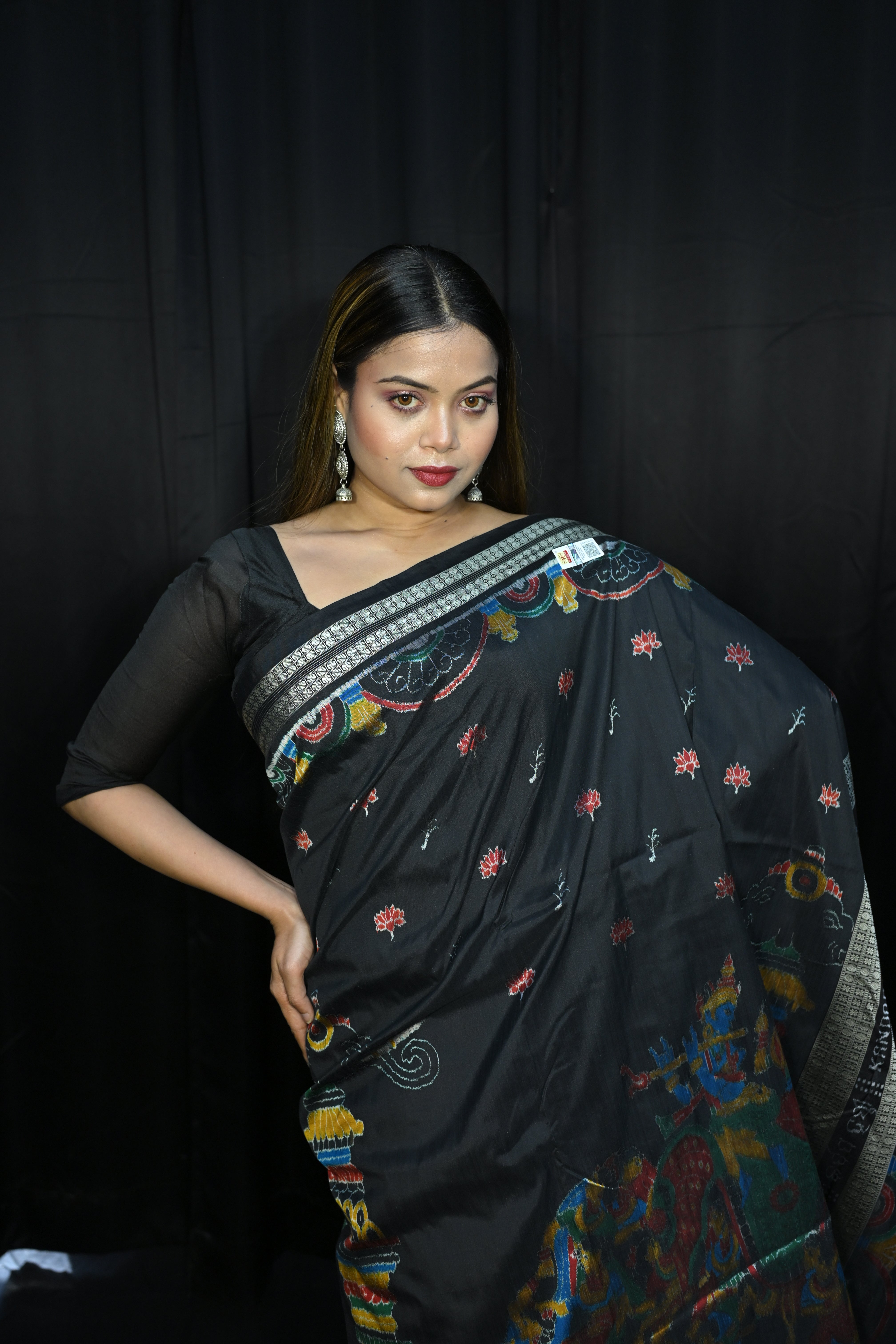 Black Seven Kandarp Hasti Design Sambalpuri Silk Saree