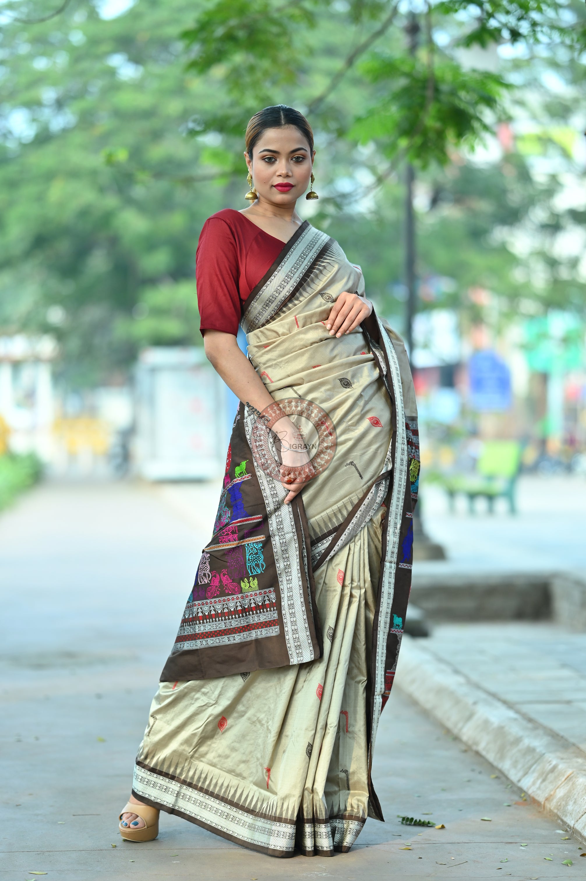Grey Rasleela Exclusive Sambalpuri Silk Saree