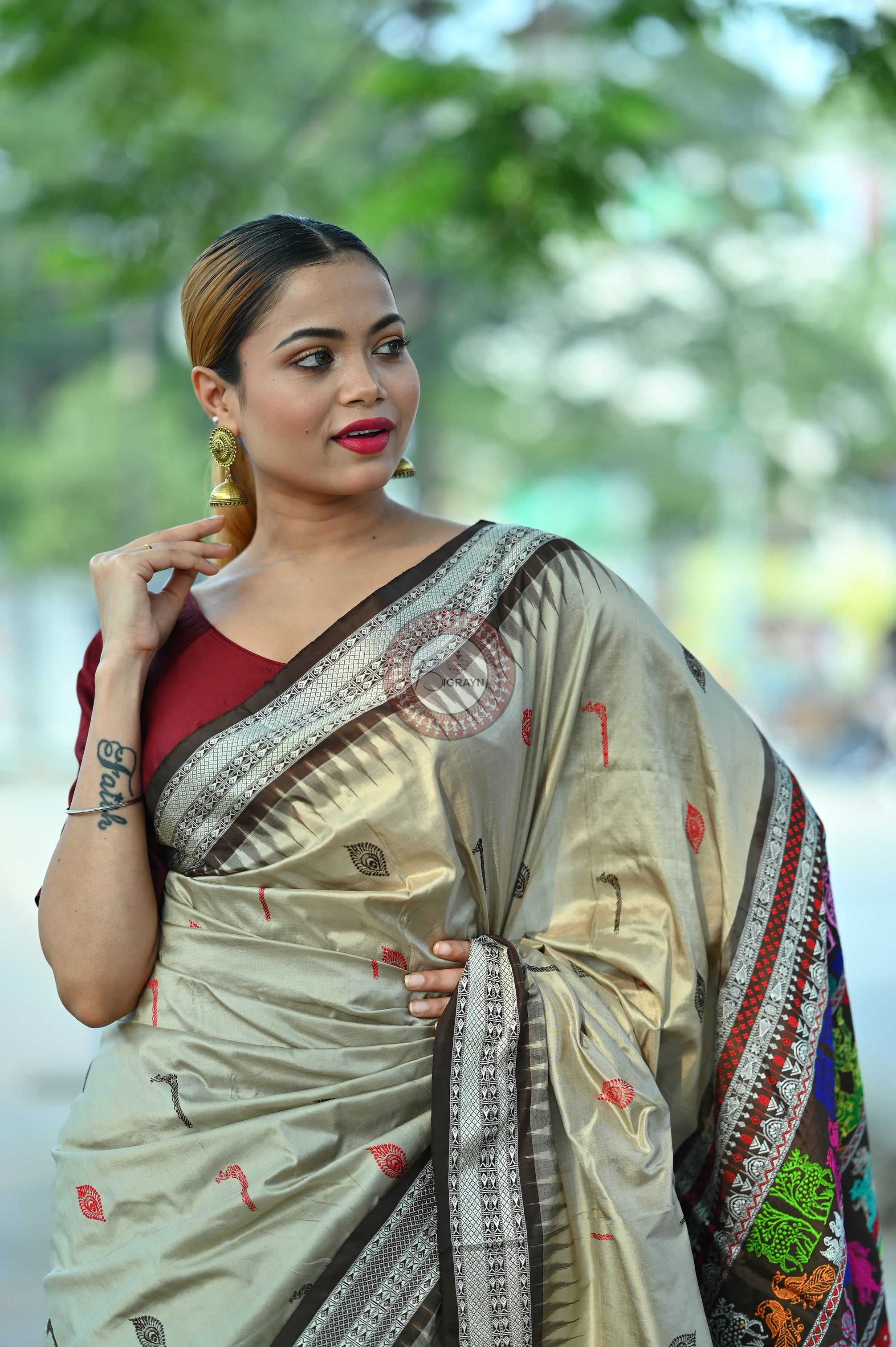 Grey Rasleela Exclusive Sambalpuri Silk Saree