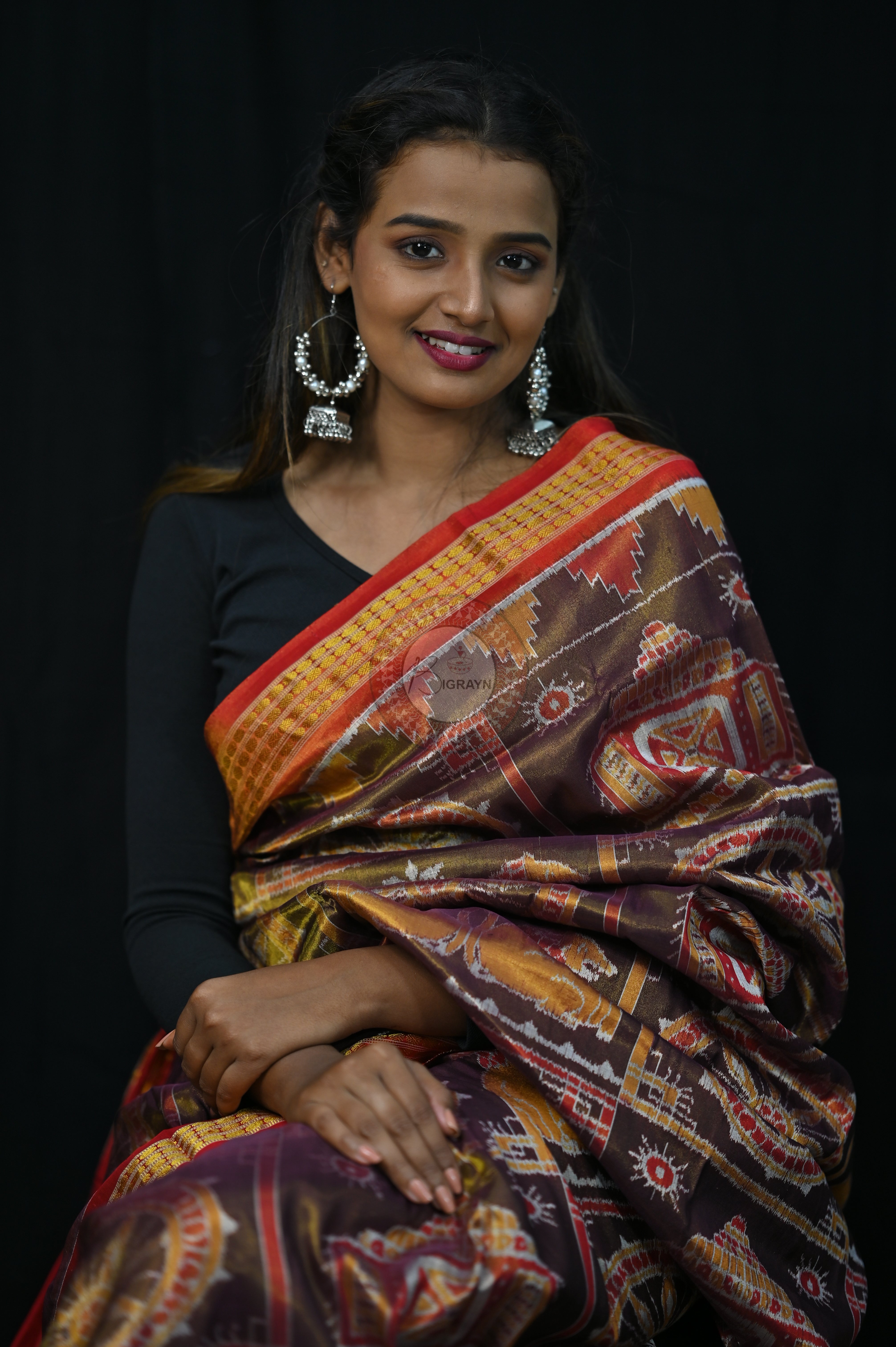 "Odisha Handloom Tissue Silk Saree with shimmering texture, elegant zari border, and lightweight drape, handcrafted by artisans"