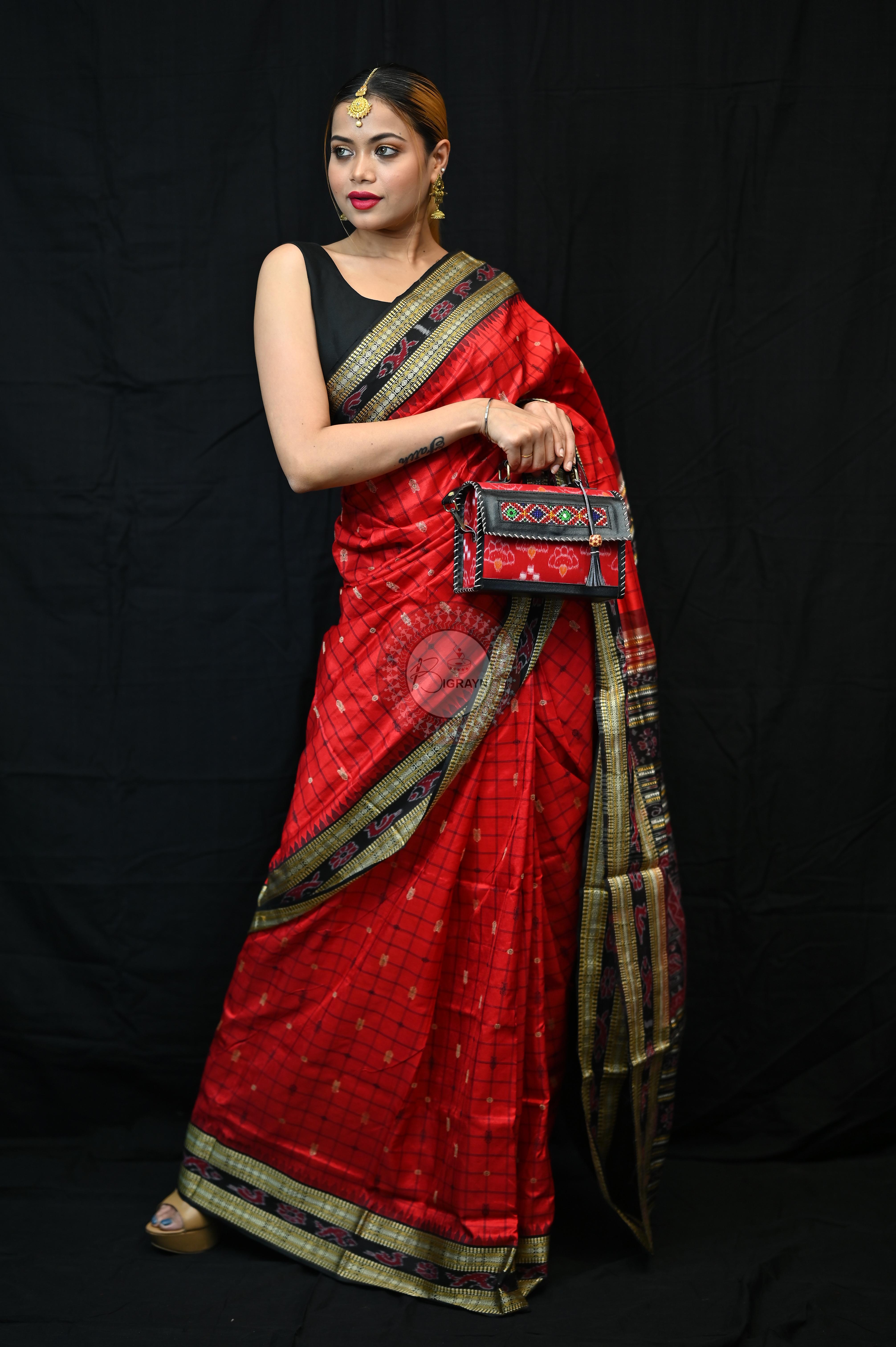 "Odisha Handloom Hazarbuti Bomkai Silk Saree with thousand buti motifs, intricate pallu design, and rich traditional craftsmanship"