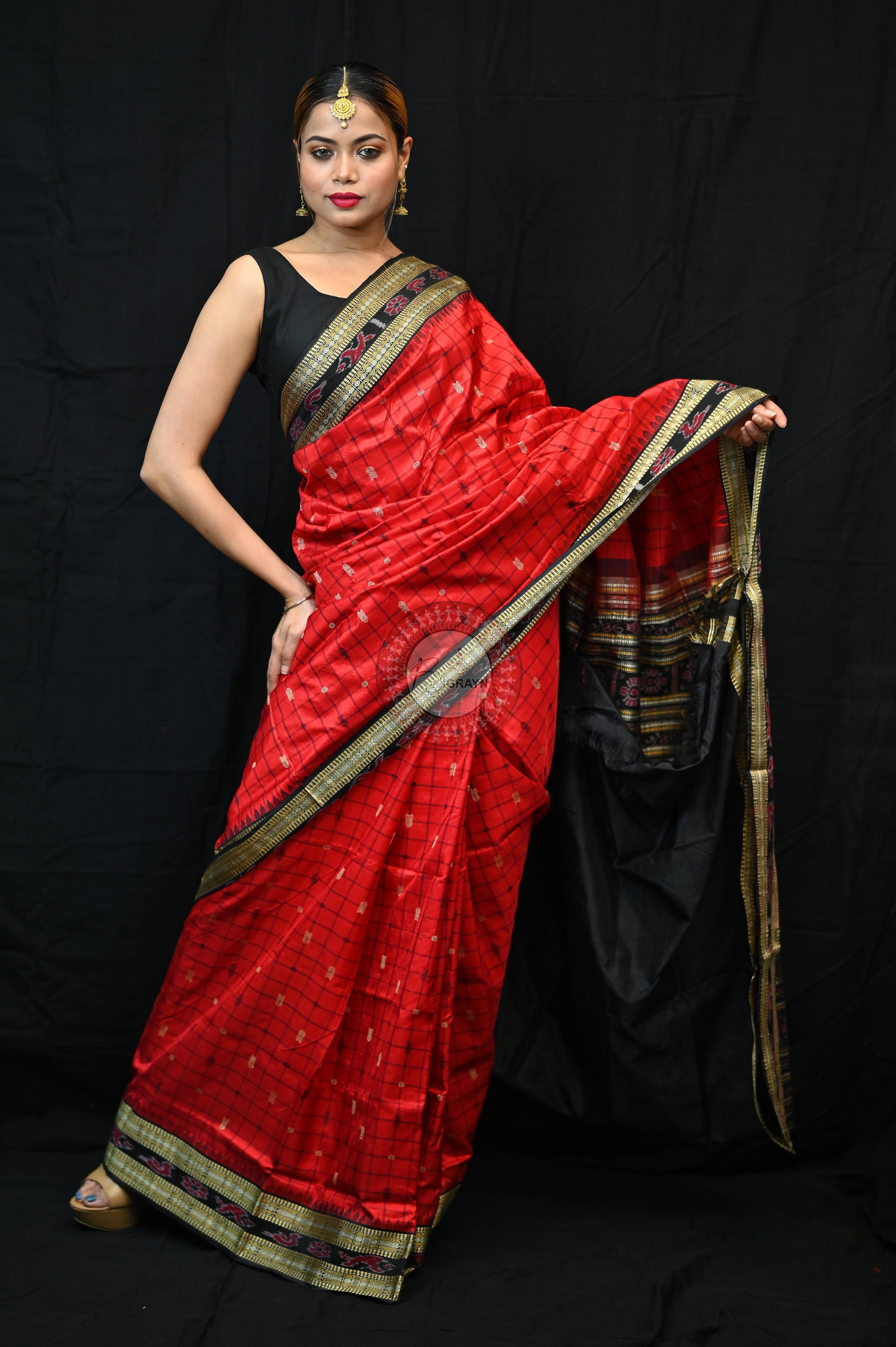 "Odisha Handloom Hazarbuti Bomkai Silk Saree with thousand buti motifs, intricate pallu design, and rich traditional craftsmanship"