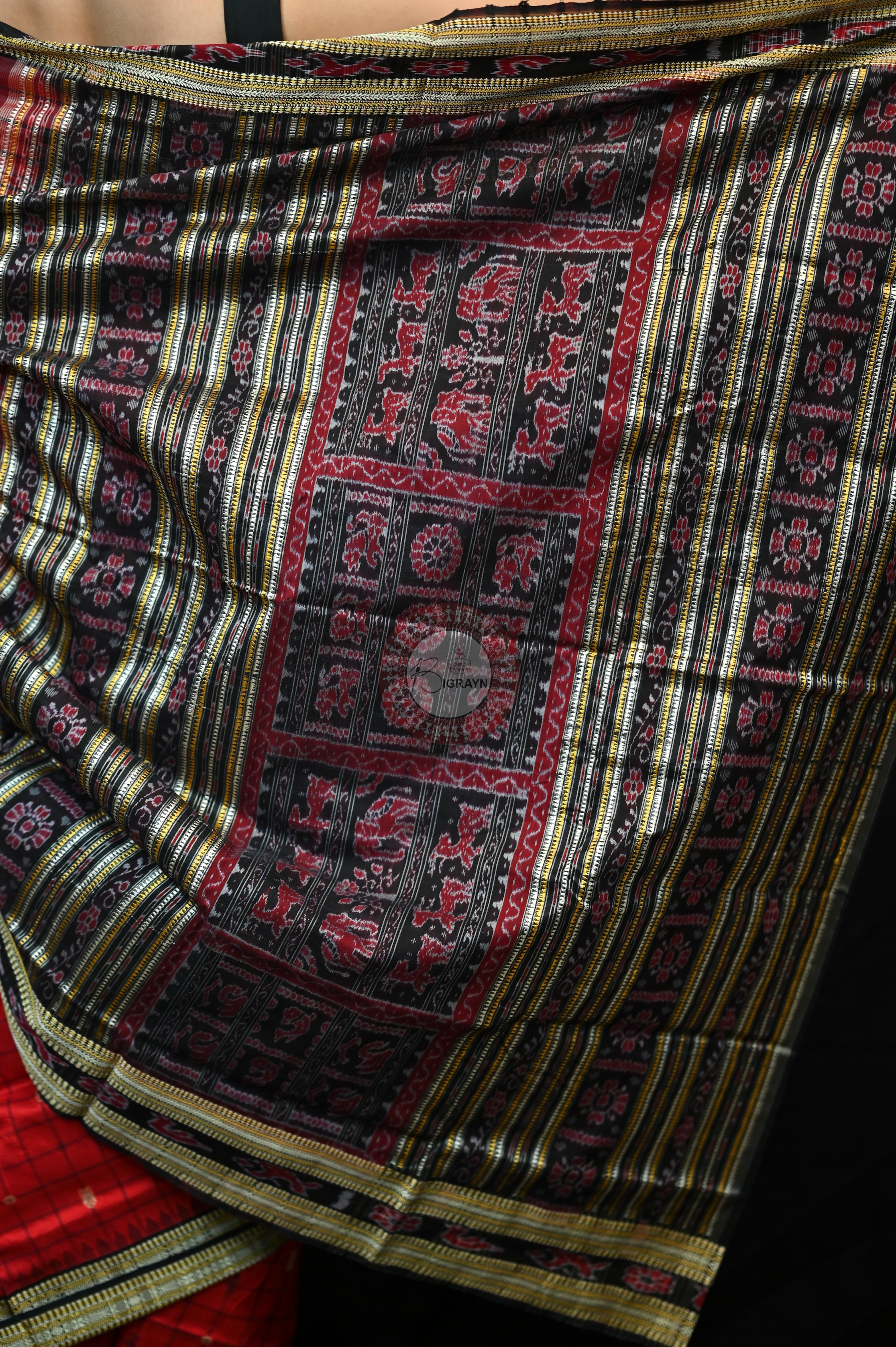 "Odisha Handloom Hazarbuti Bomkai Silk Saree with thousand buti motifs, intricate pallu design, and rich traditional craftsmanship"