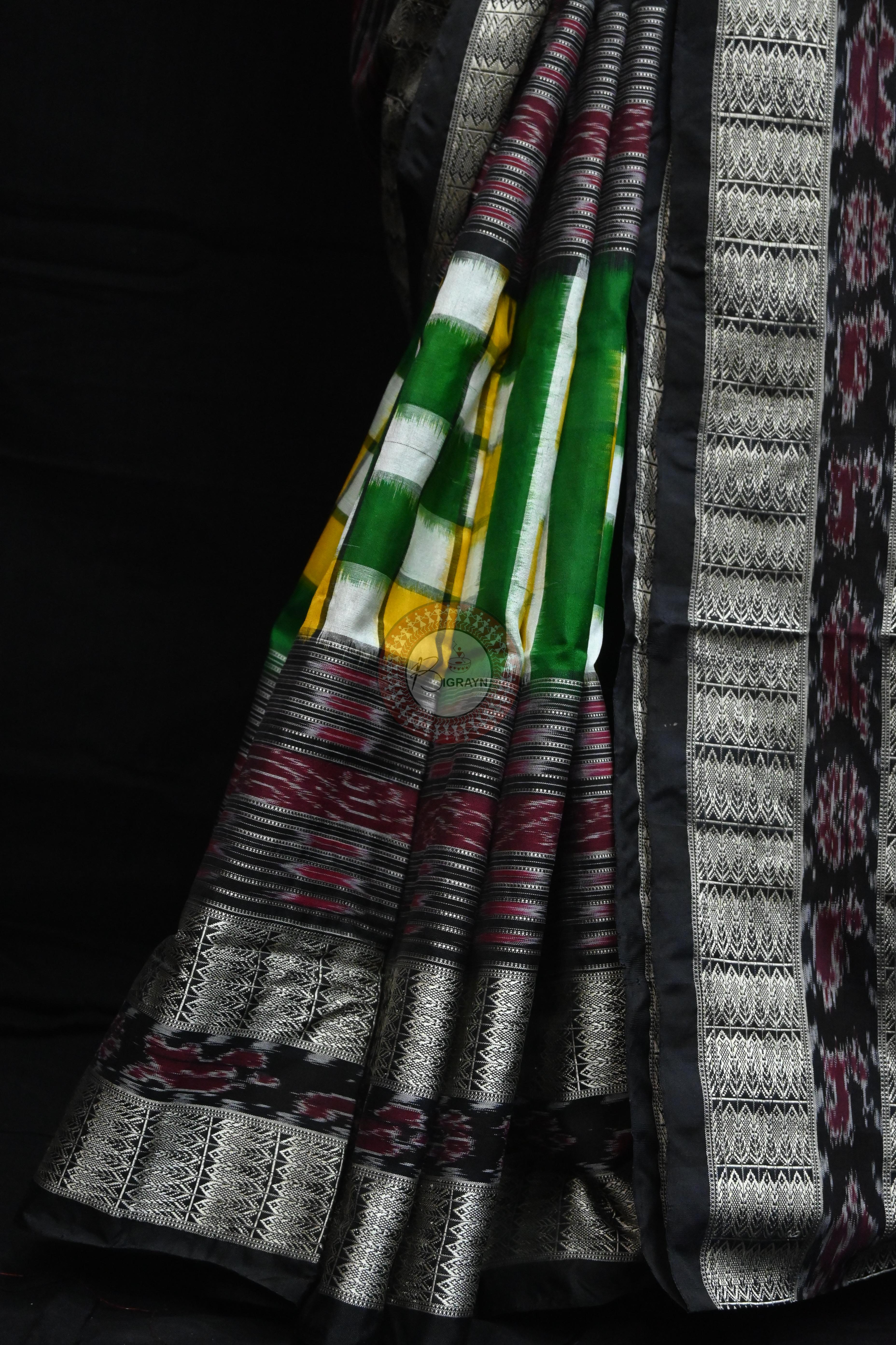 Green Black BichitraPuri Sambalpuri Silk Saree