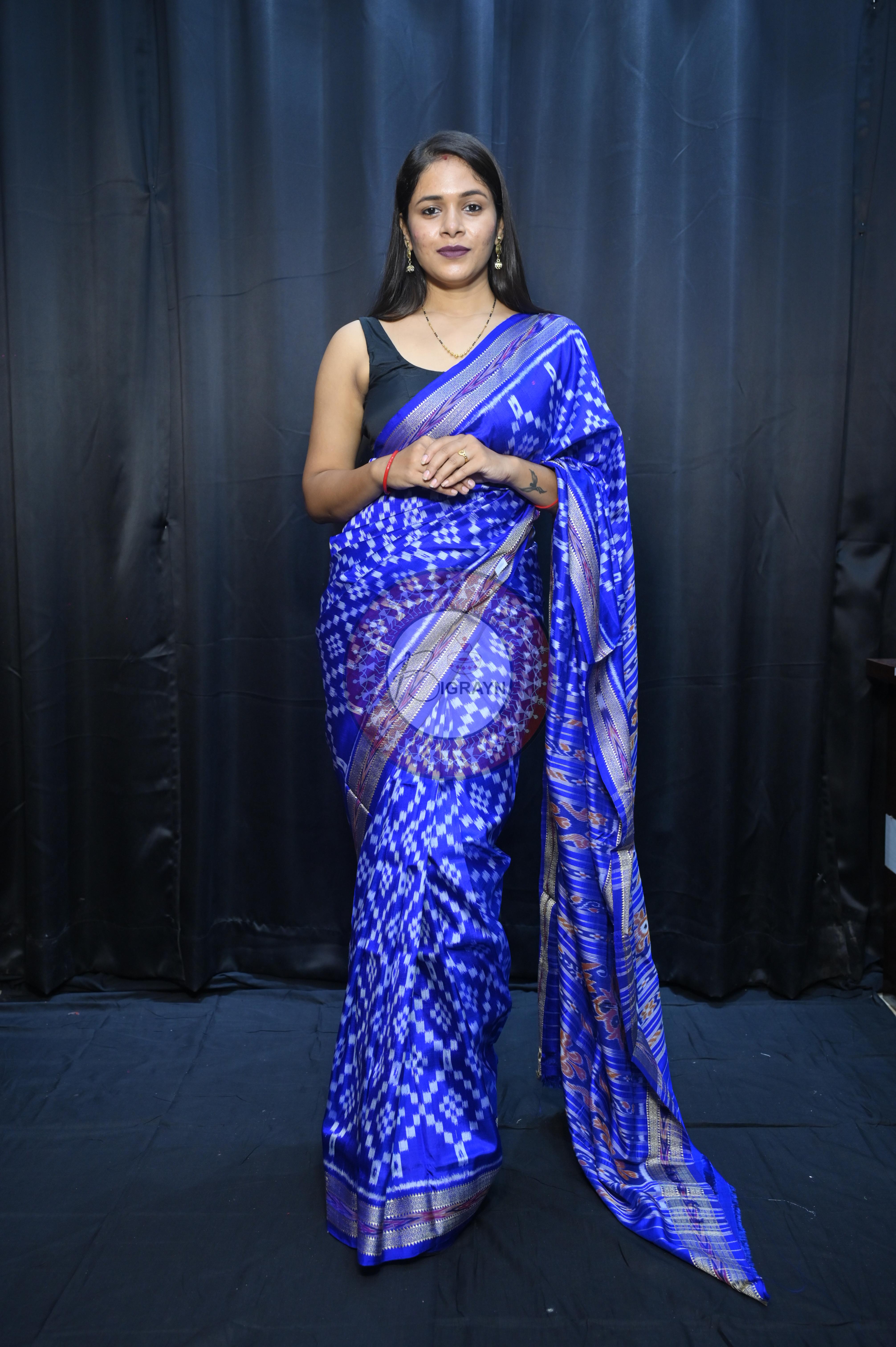 Blue Tarabali Design Khandua Silk Saree