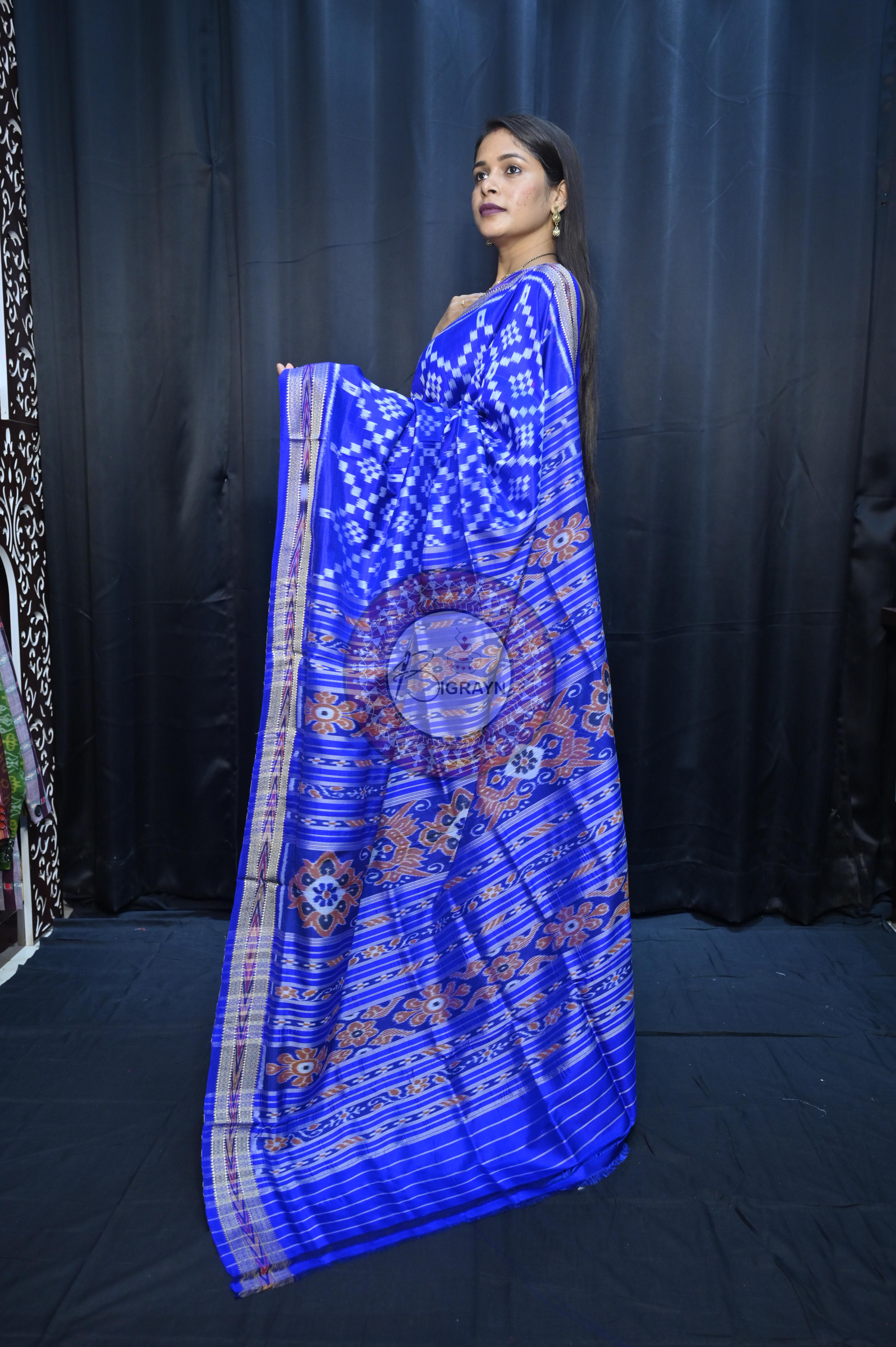 Blue Tarabali Design Khandua Silk Saree