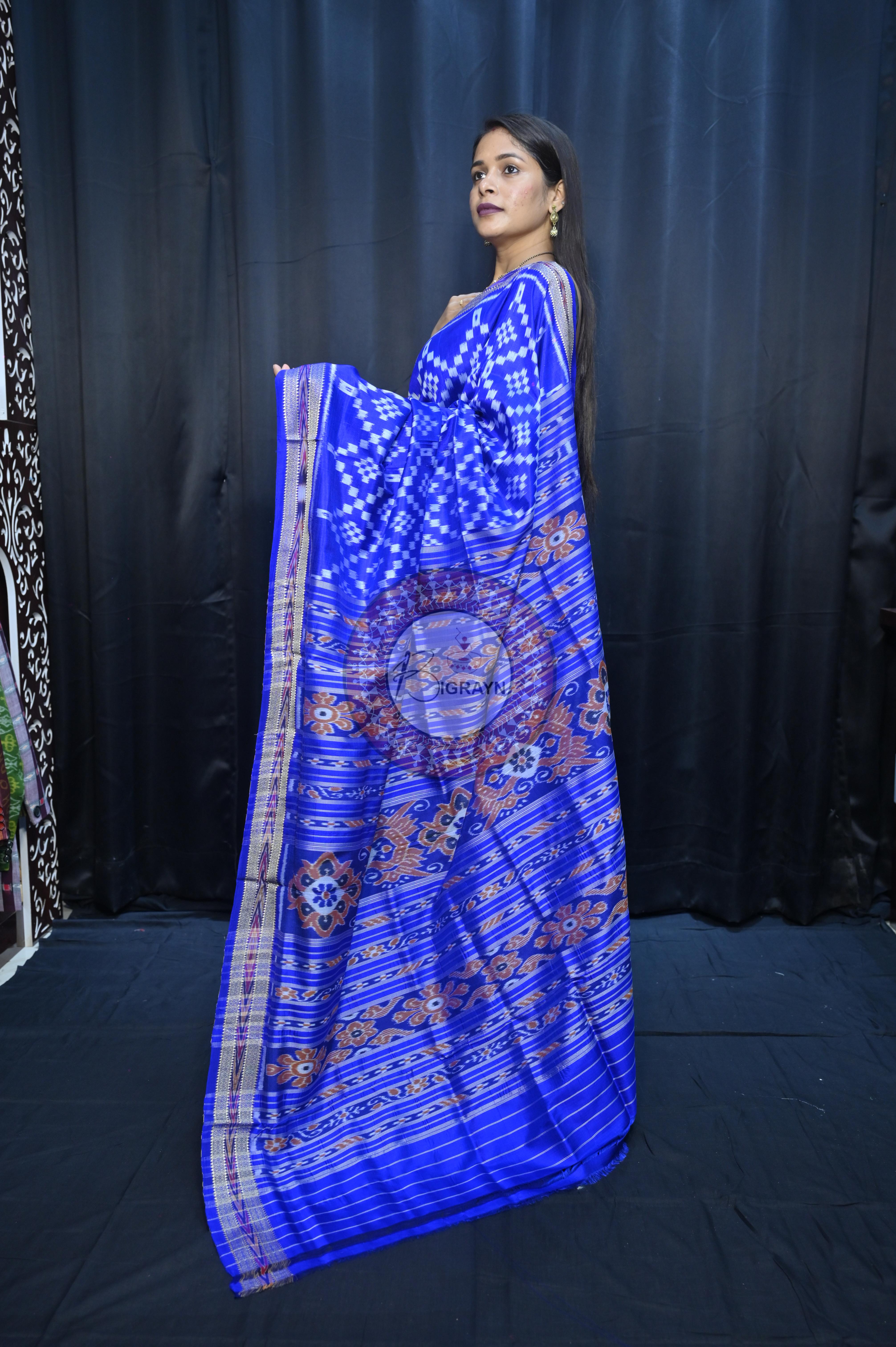 Blue Tarabali Design Khandua Silk Saree