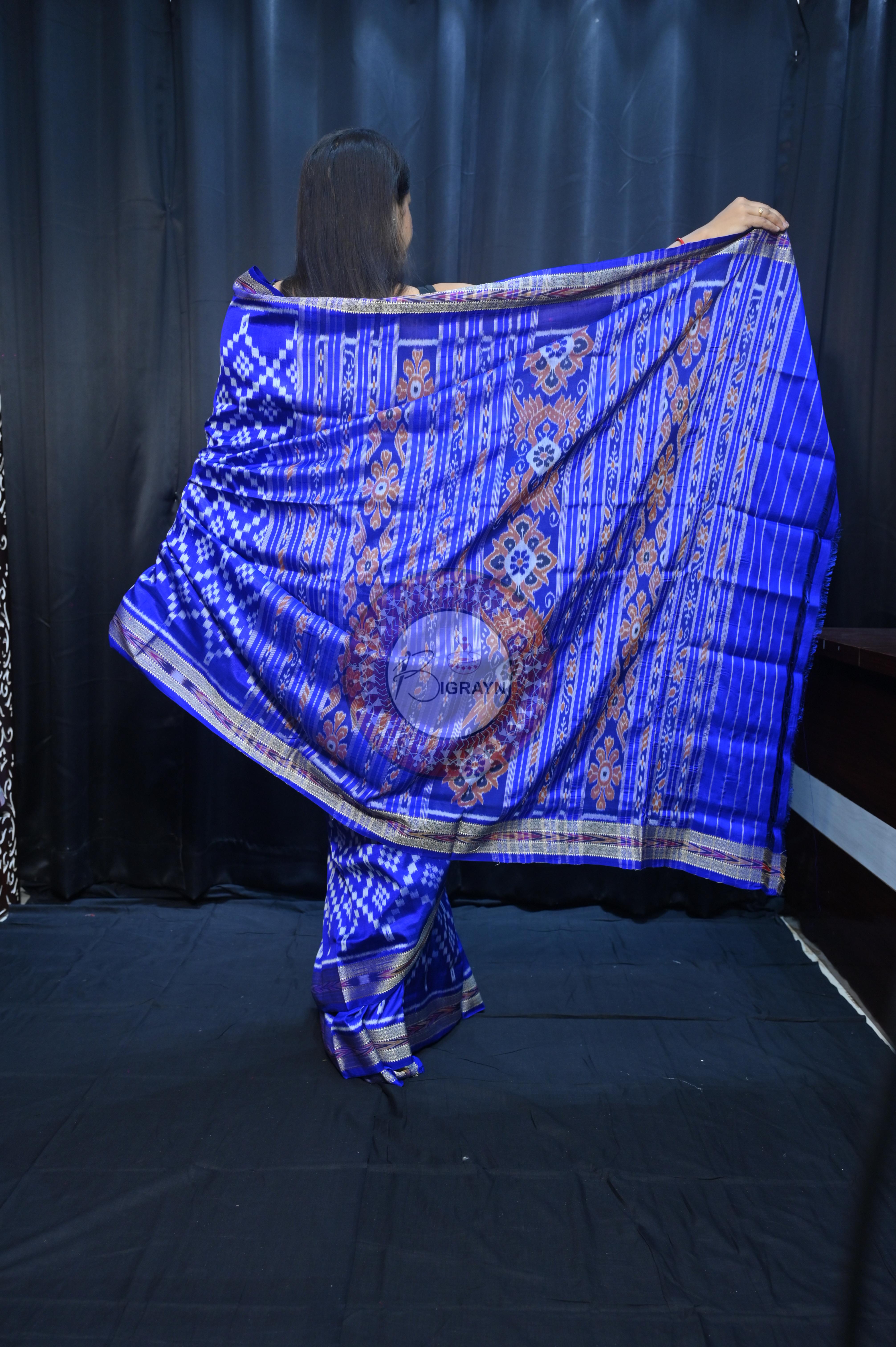 Blue Tarabali Design Khandua Silk Saree