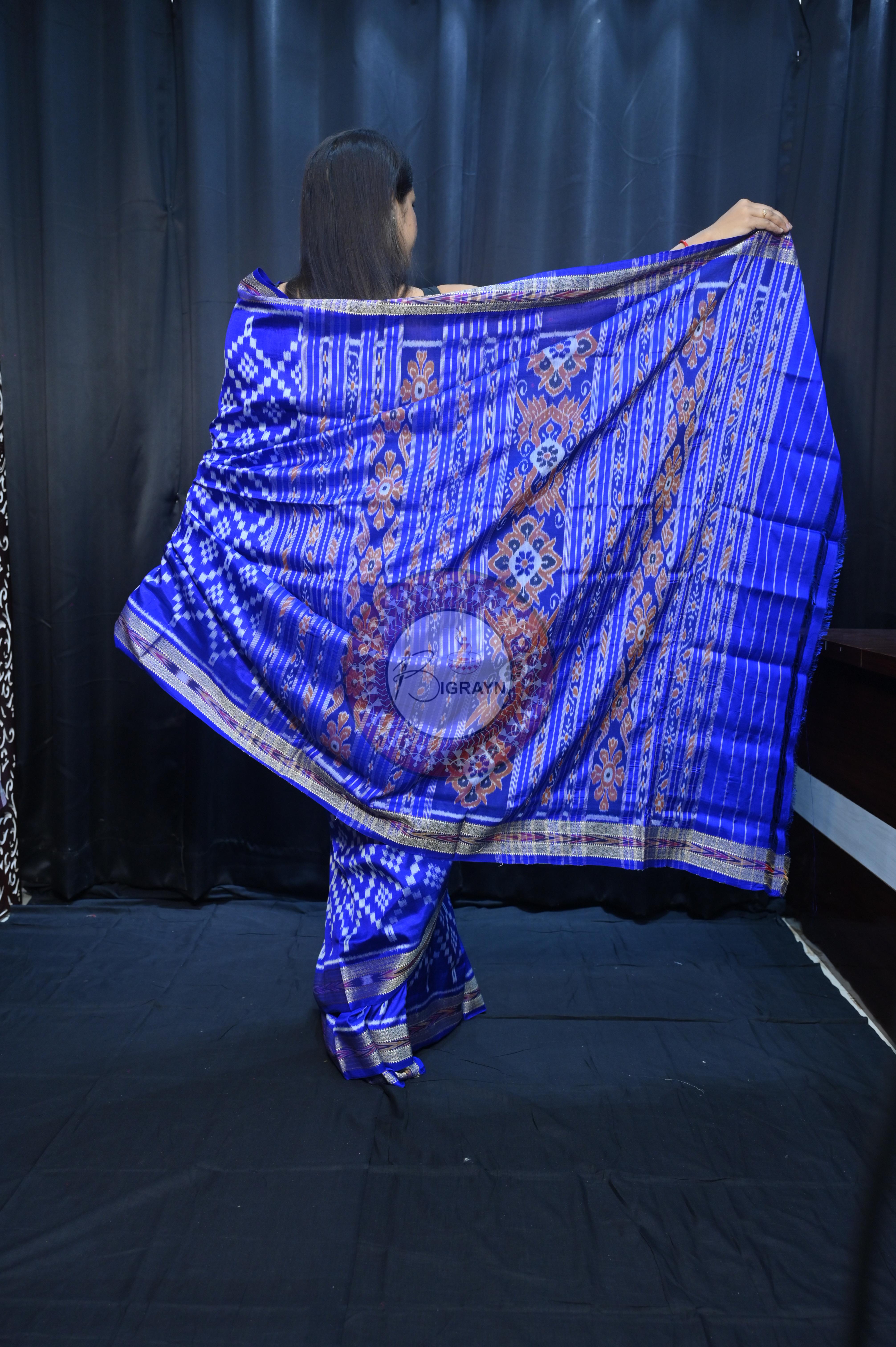 Blue Tarabali Design Khandua Silk Saree