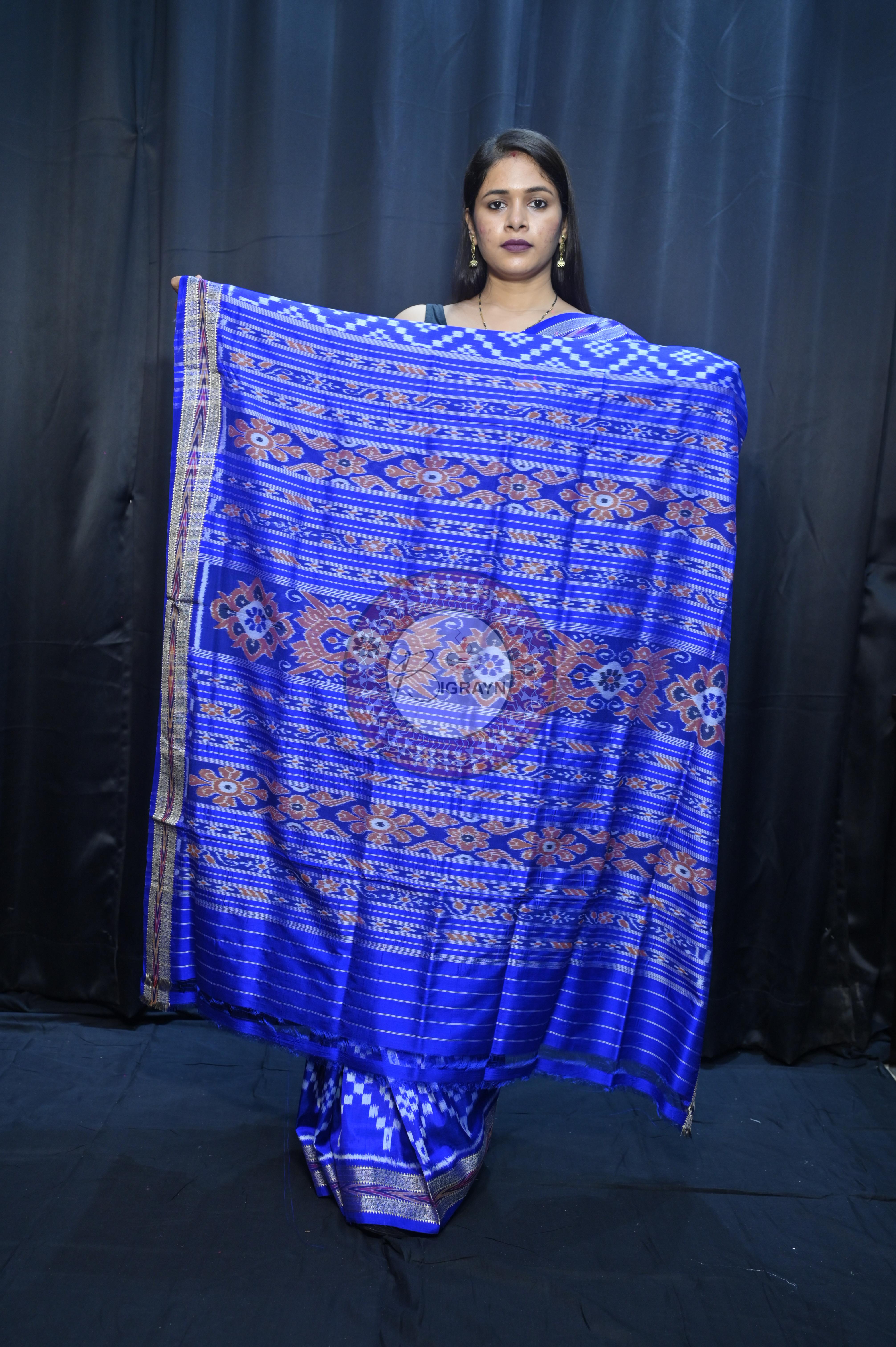 Blue Tarabali Design Khandua Silk Saree