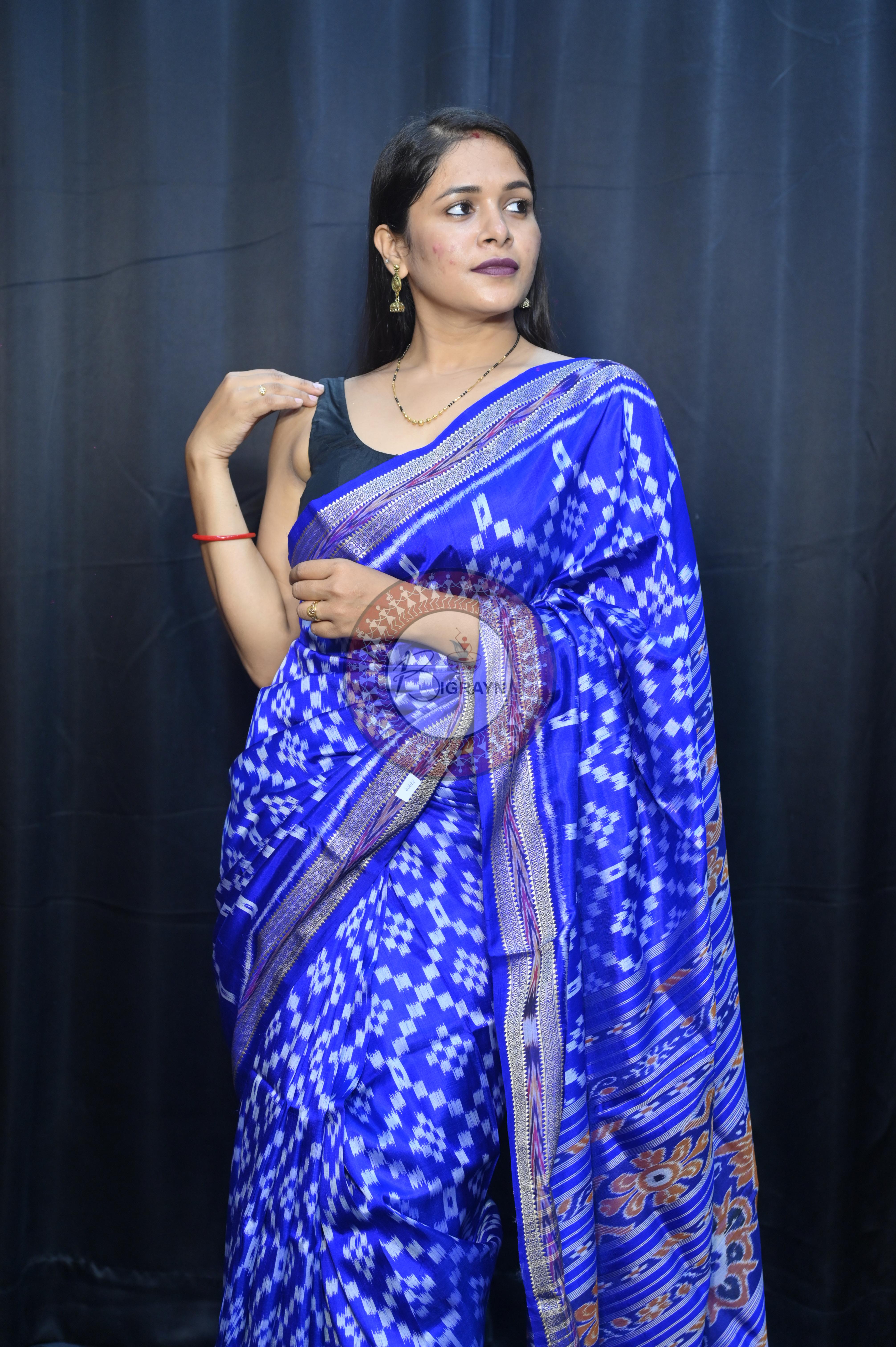 Blue Tarabali Design Khandua Silk Saree