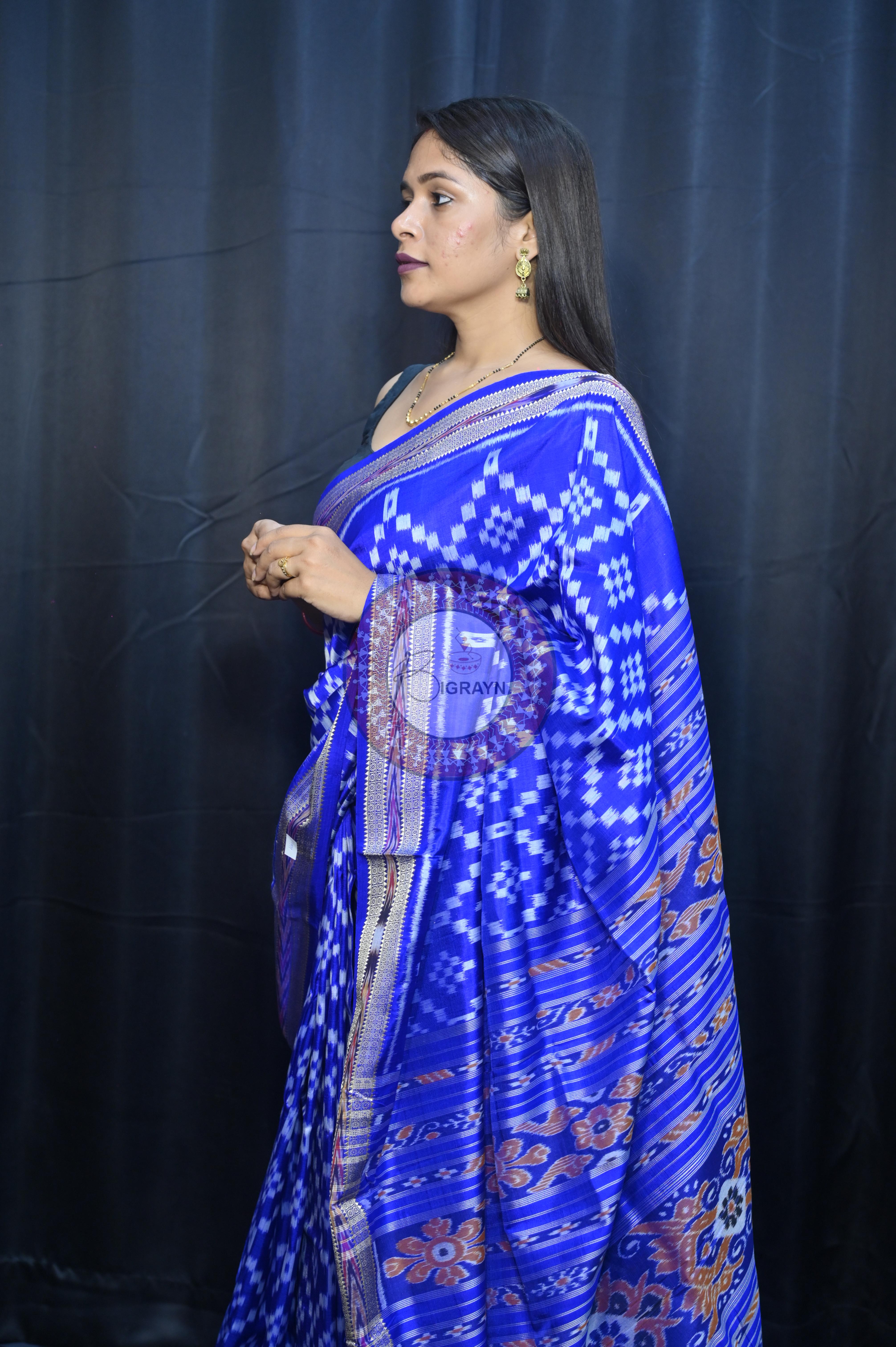 Blue Tarabali Design Khandua Silk Saree