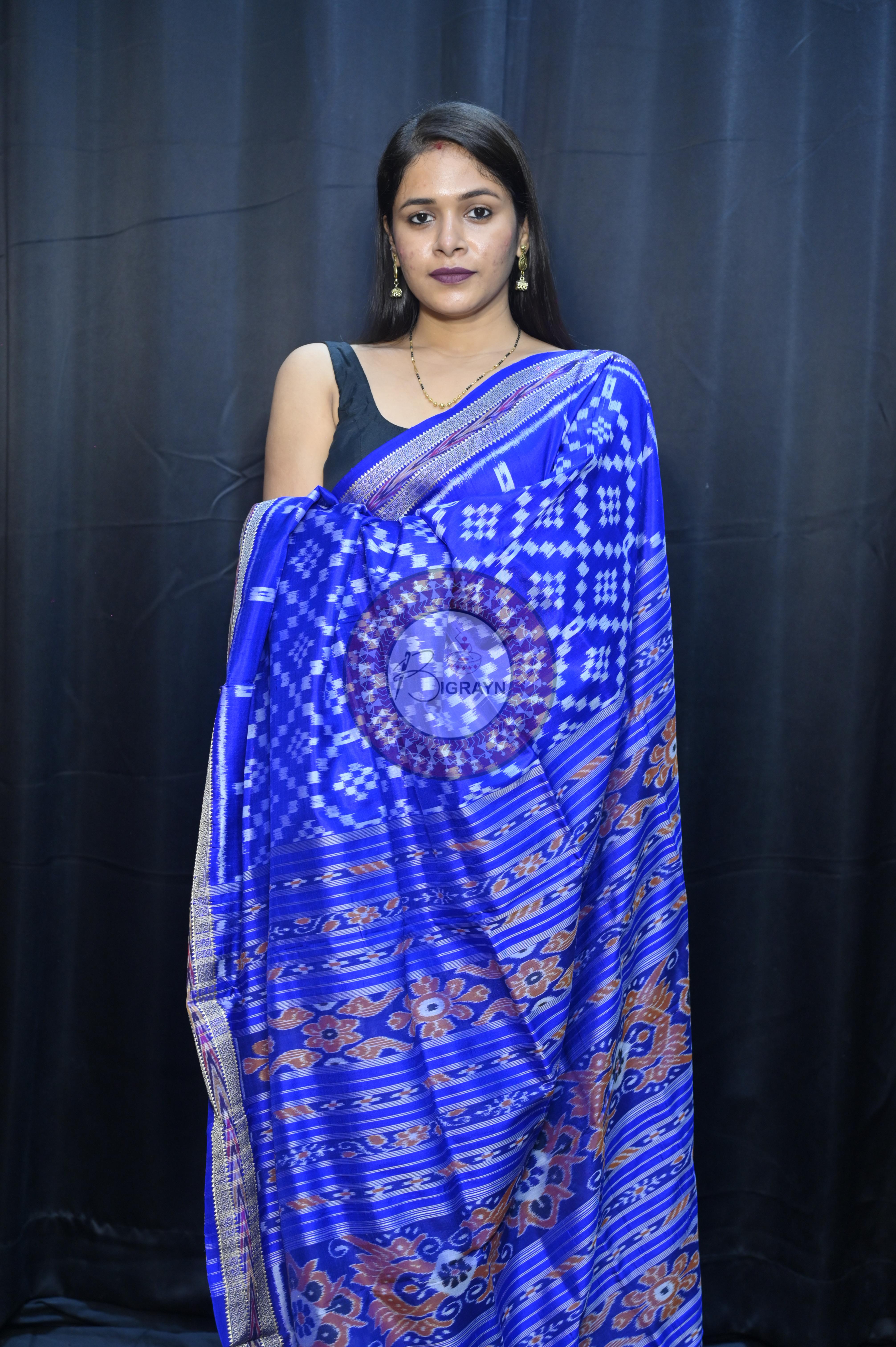 Blue Tarabali Design Khandua Silk Saree