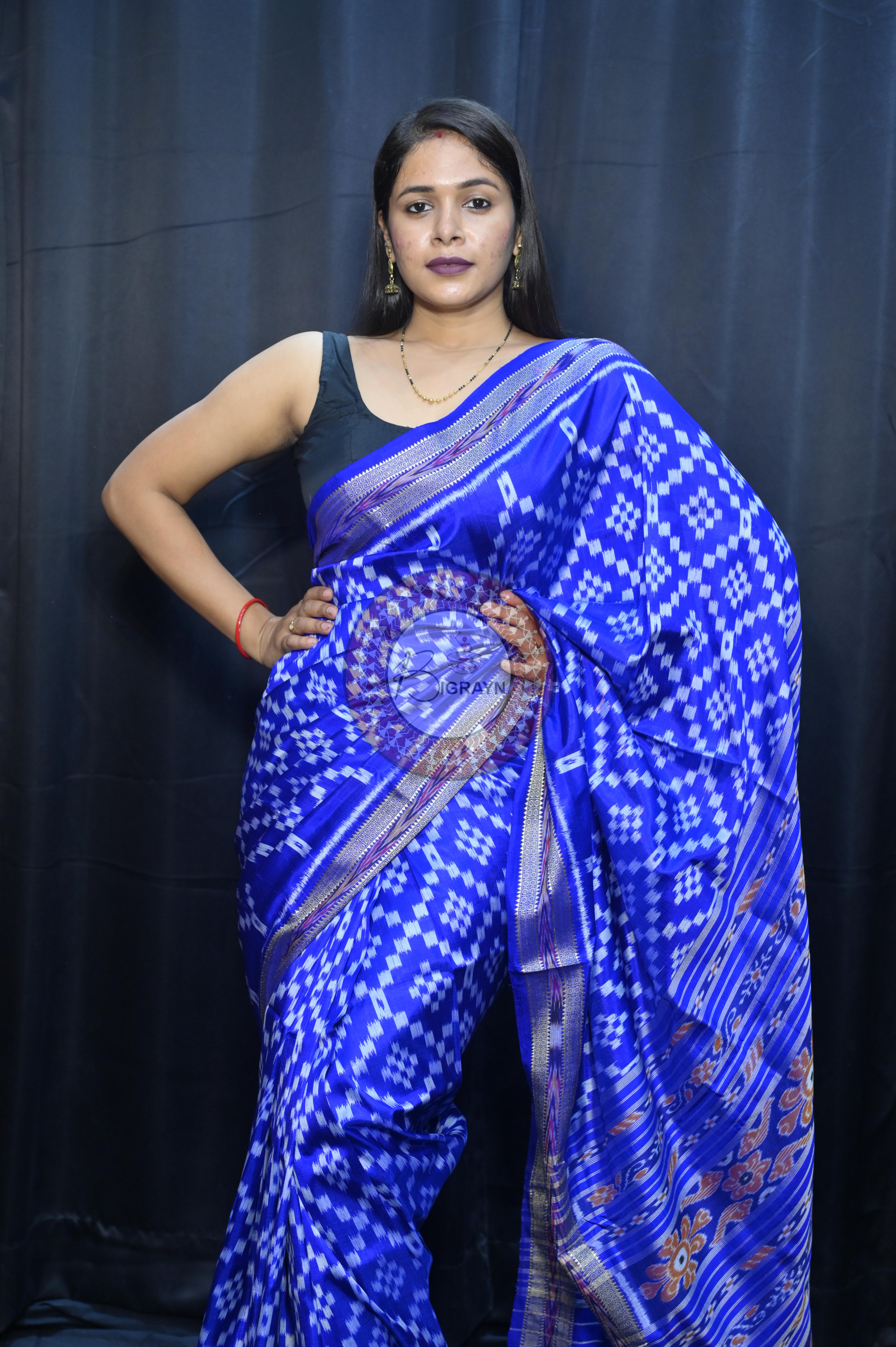 Blue Tarabali Design Khandua Silk Saree