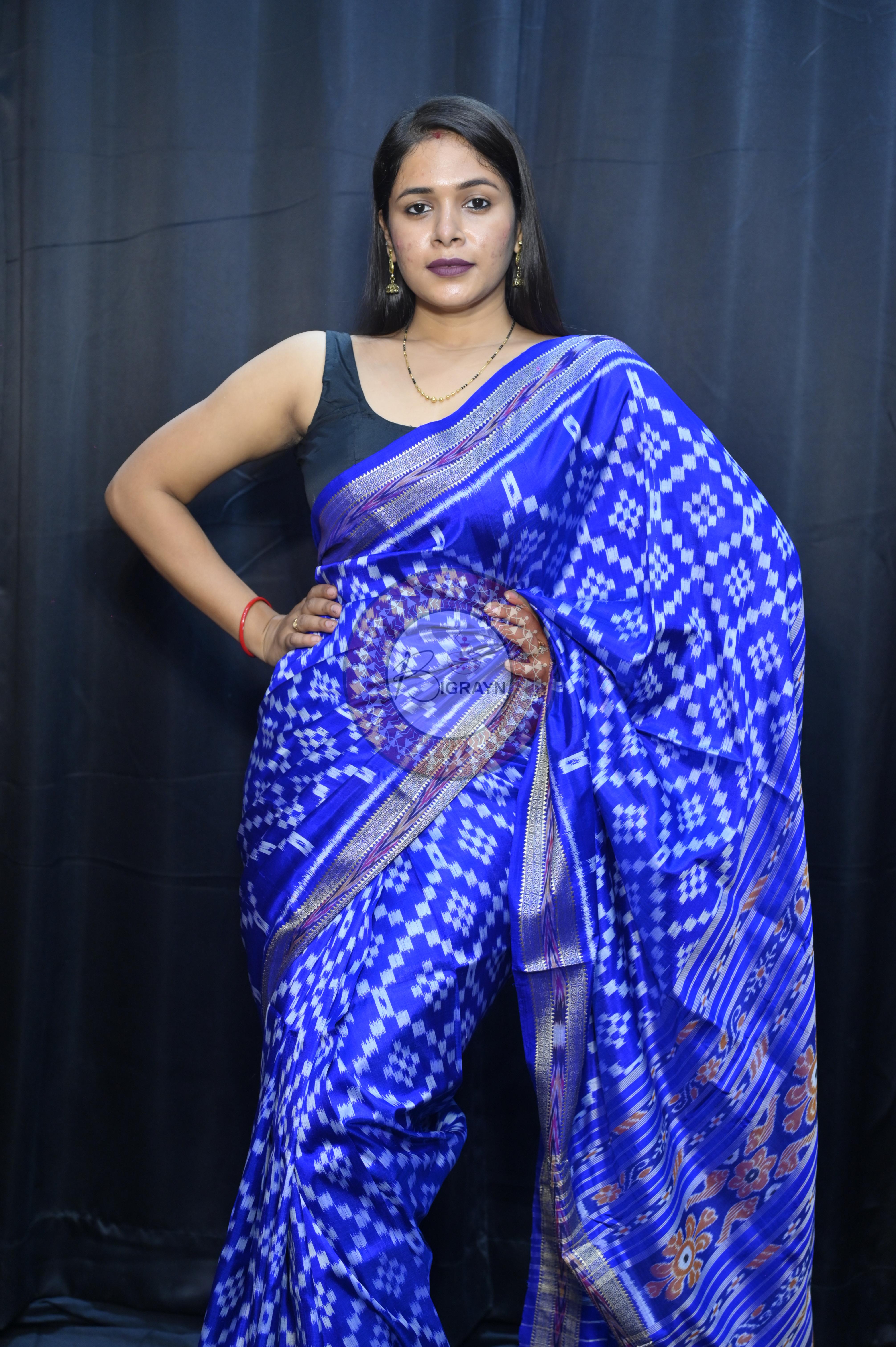 Blue Tarabali Design Khandua Silk Saree