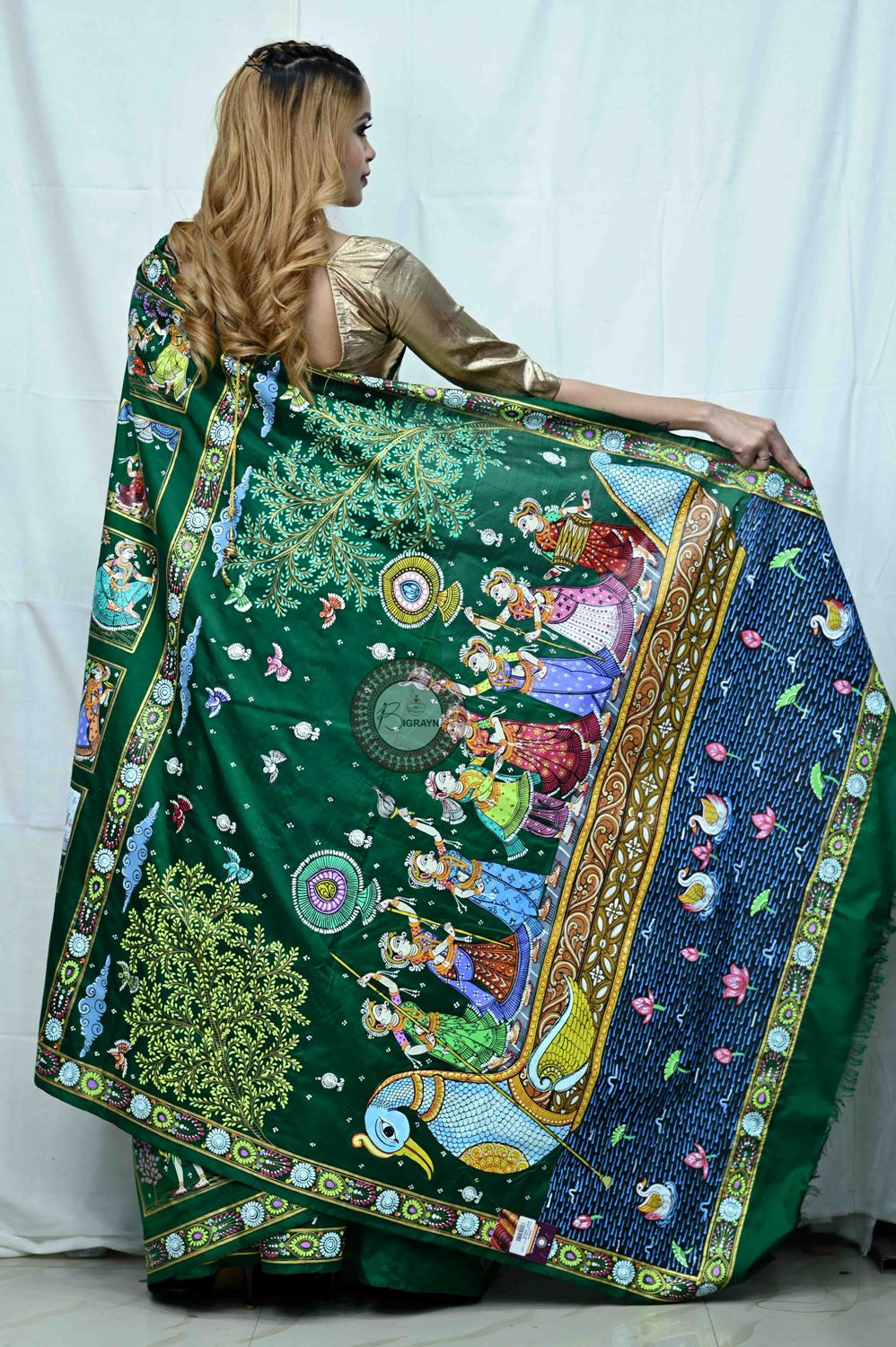 Green Box Boita Bandana Pattachitra Silk Saree