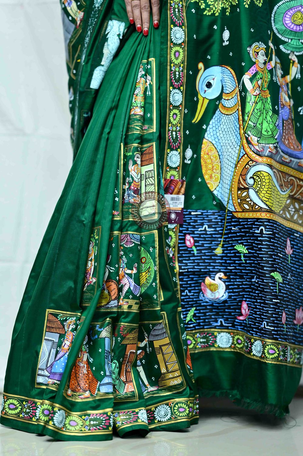 Green Box Boita Bandana Pattachitra Silk Saree